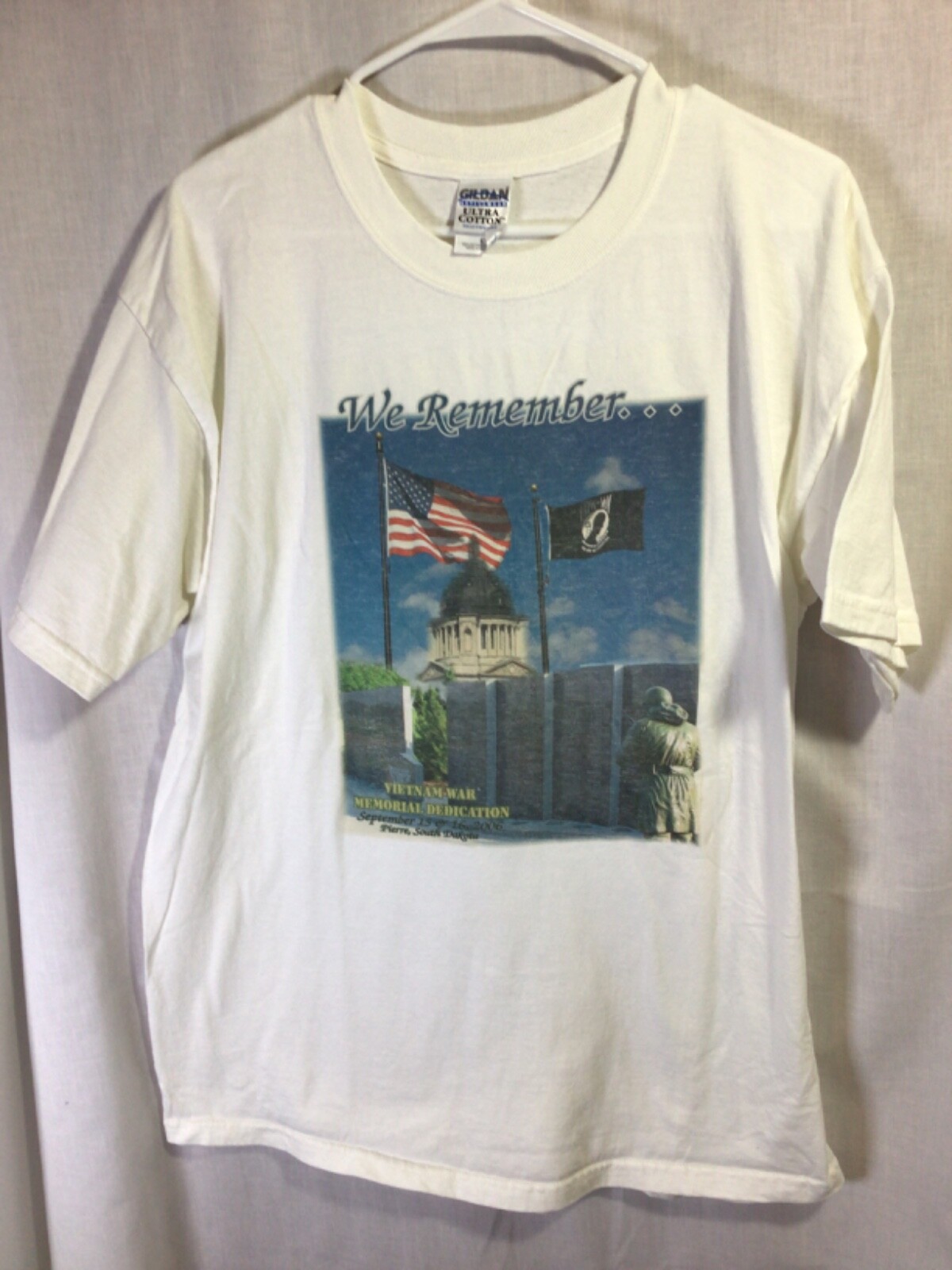 Vietnam War Memorial Dedication Pierre, SD White Large Cotton T Shirt T17