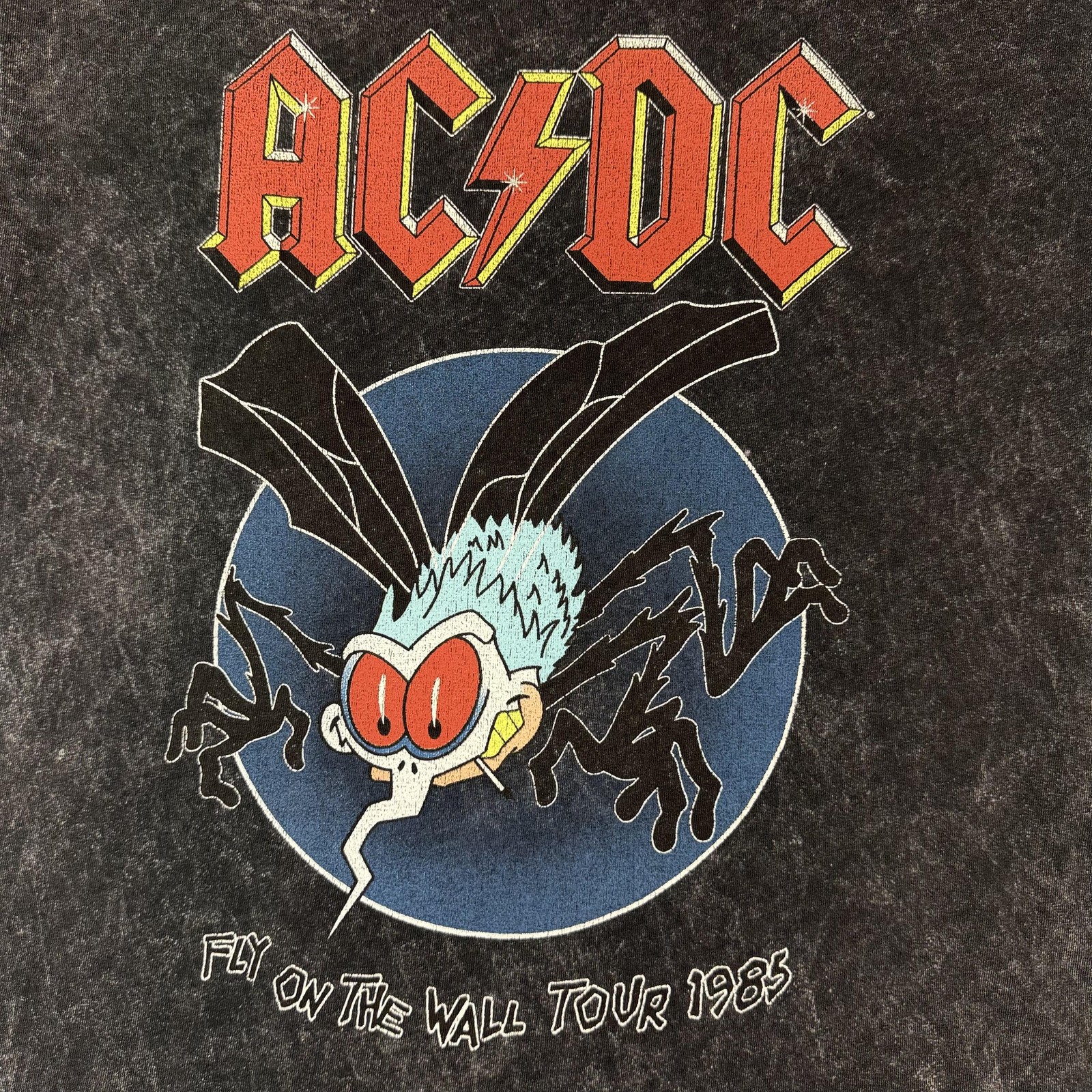 AC/DC Shirt Mens Medium Black Fly On The Wall Tour 1985 Rock Band Graphic Tee