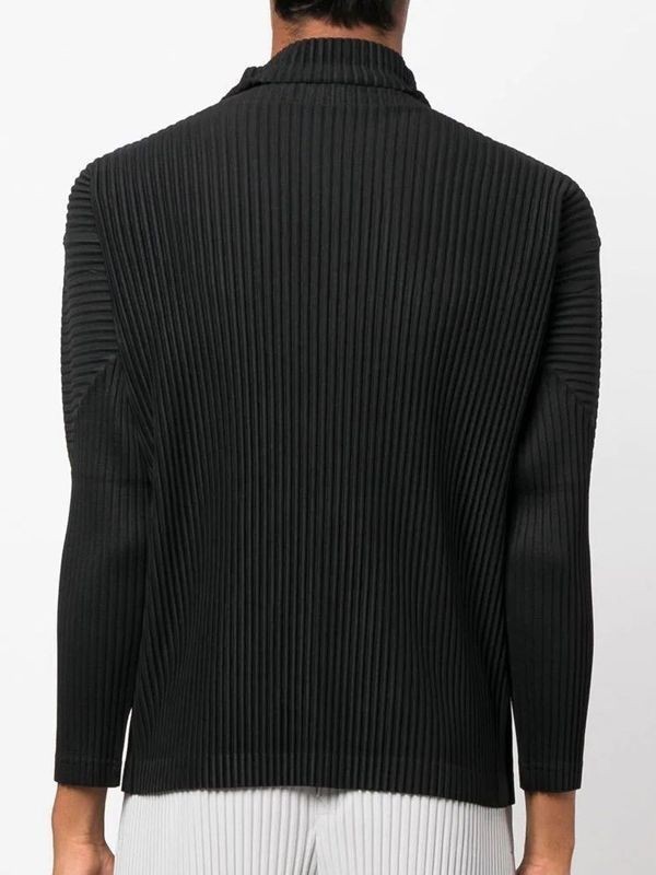 Issey Miyake Men’s Basic Pleated High Neck Long Sleeve