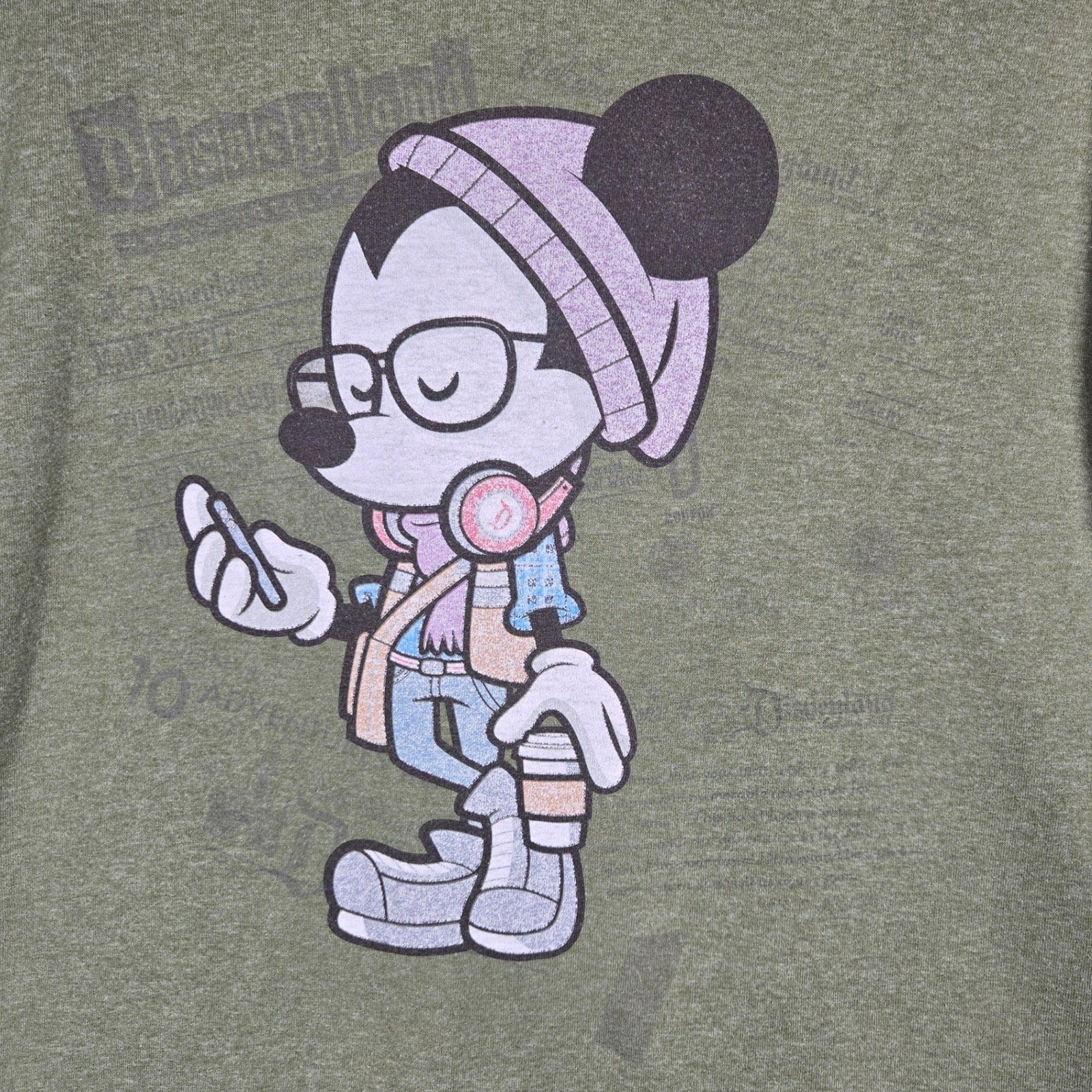 Disney WonderGround Gallery Mickey Mouse Hipster T-Shirt Medium Heather Green