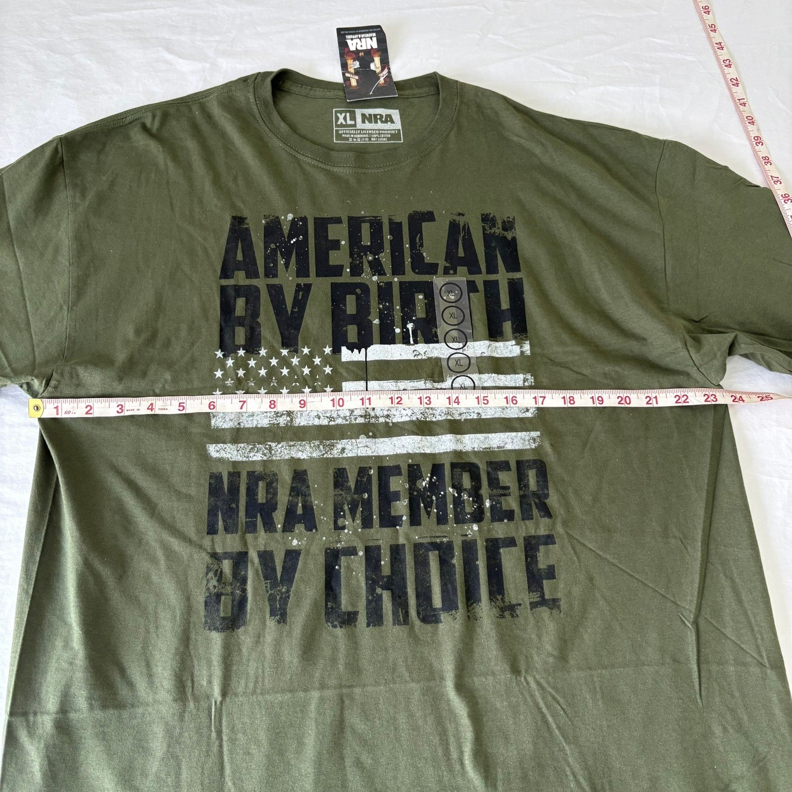 NRA American By Birth Member By Choice Graphic T-Shirt Olive Green XL New