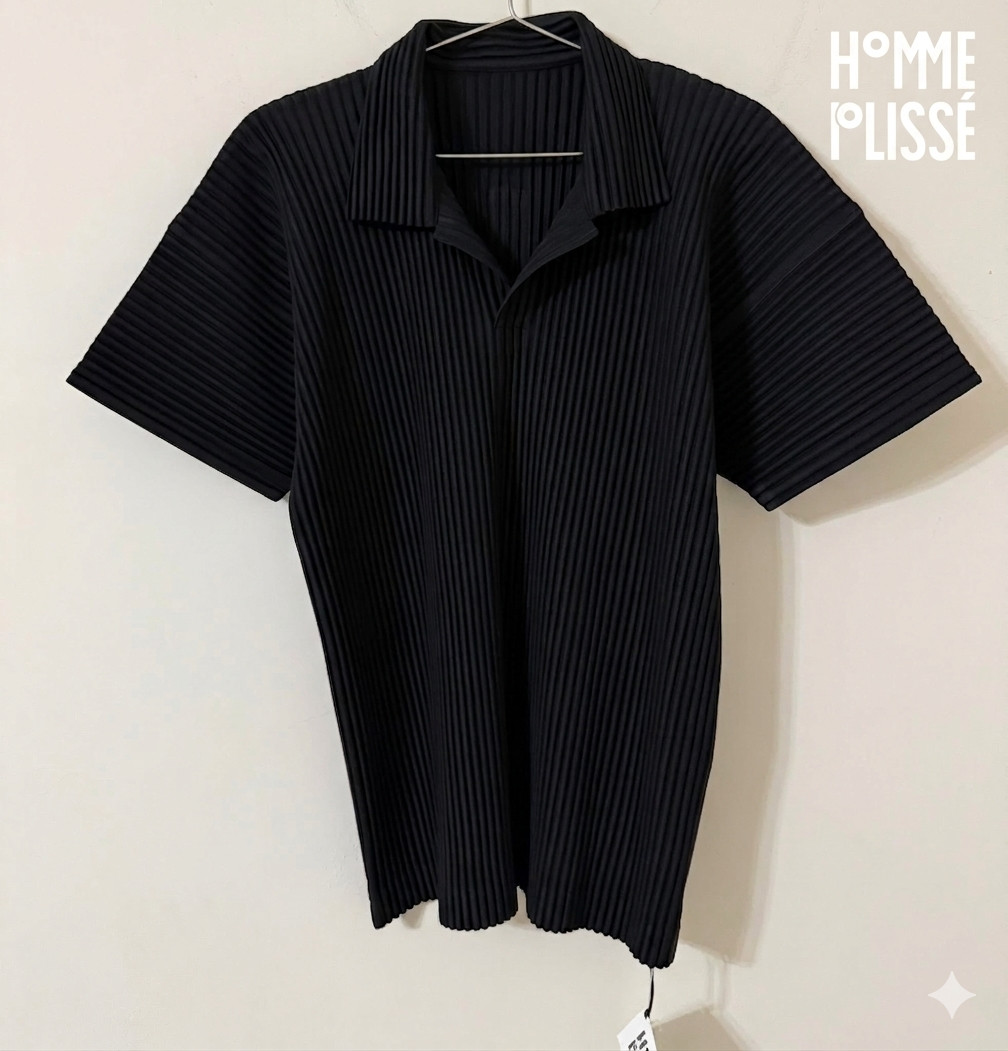 Homme Plisse Issey Miyake Men’s Black POLO T Shirt Size 3