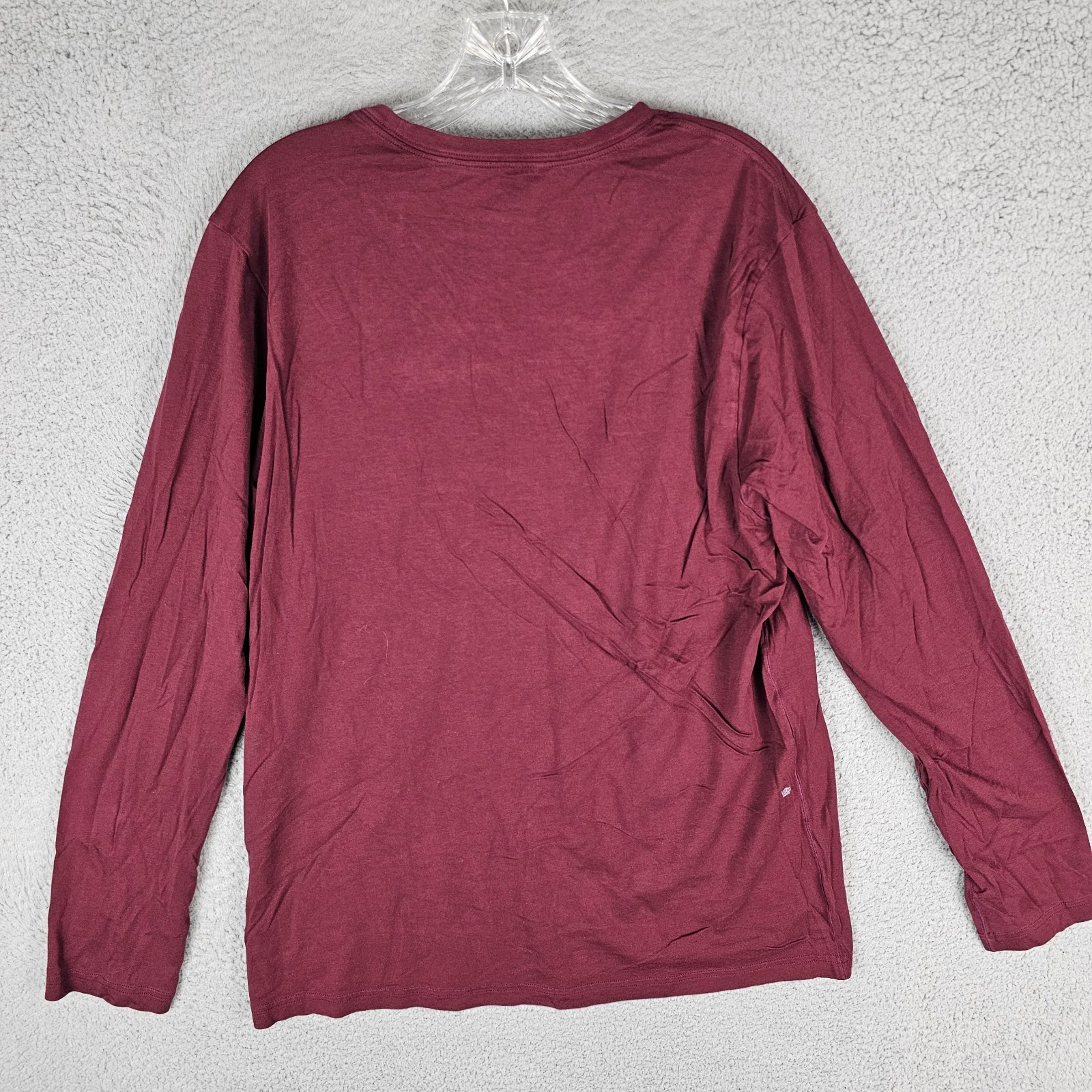 Mack Weldon Tee Shirt Mens XL Maroon Pima Cotton Long Sleeve Round Neck Pullover