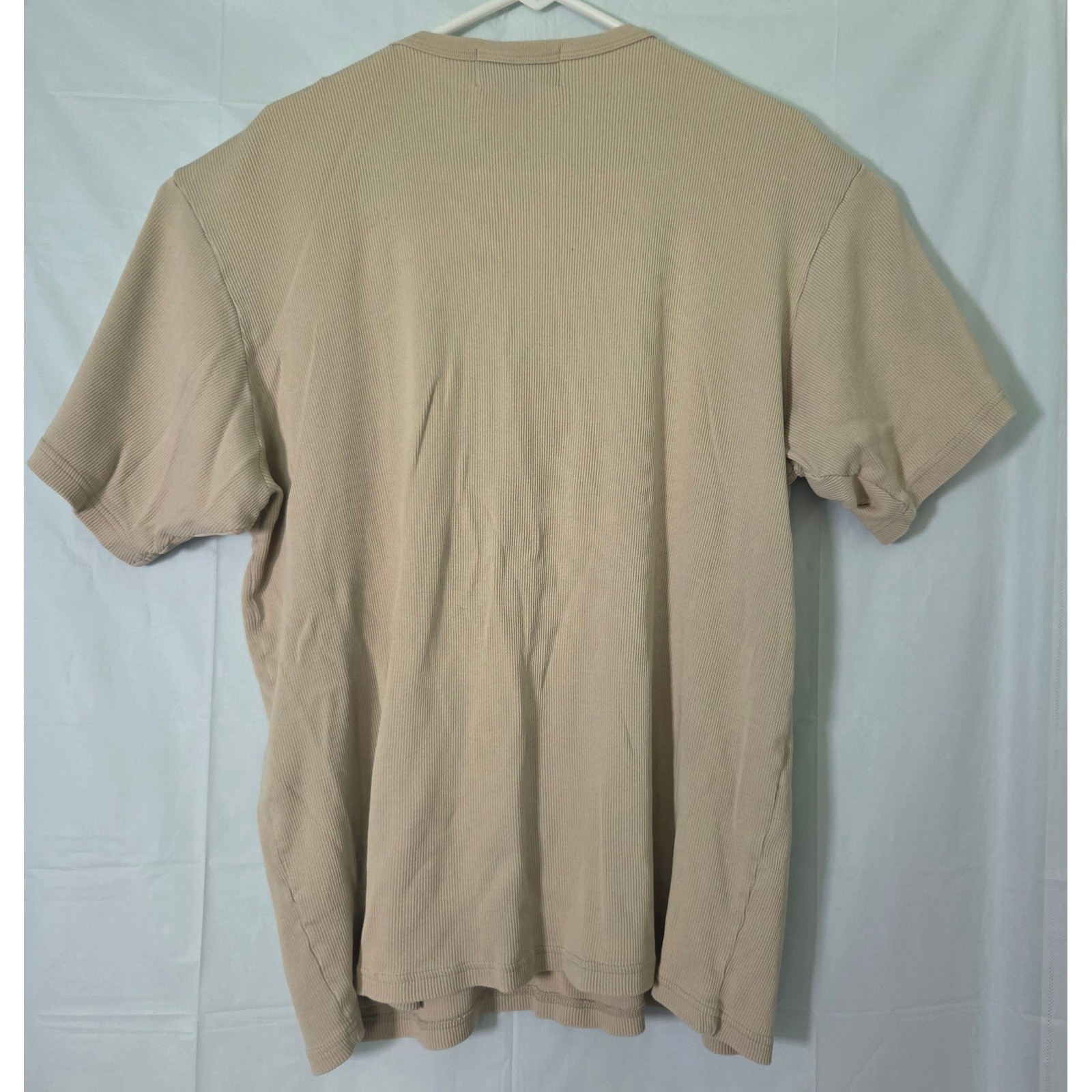 Polo Sport Ralph Lauren Mens XXL Beige Ribbed Cotton T-Shirt Made in USA Vintage