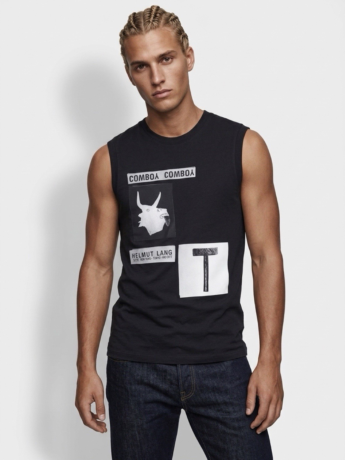 Helmut Lang X Travis Scott Limited Edition XL Black & White Soft Fitted Tank