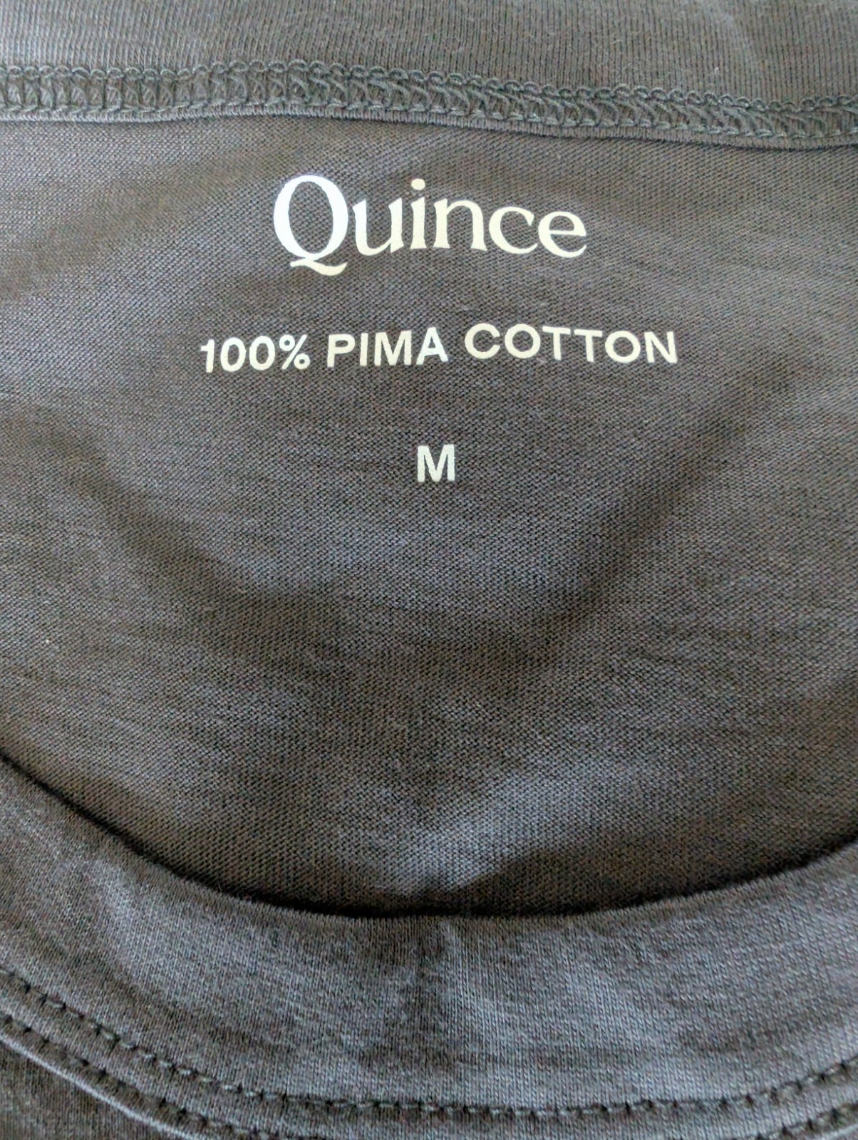 Quince Pima Cotton Luxe Touch Tee Mens Size M Dark Coal Crew Neck NWT