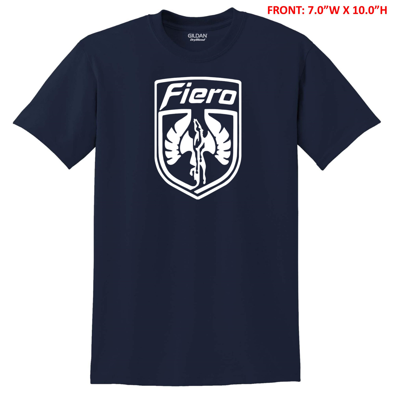 PONTIAC FIERO EMBLEM 7.0″W x 10.0″H UNISEX GILDAN T-SHIRT S-3X -12 COLOR OPTIONS