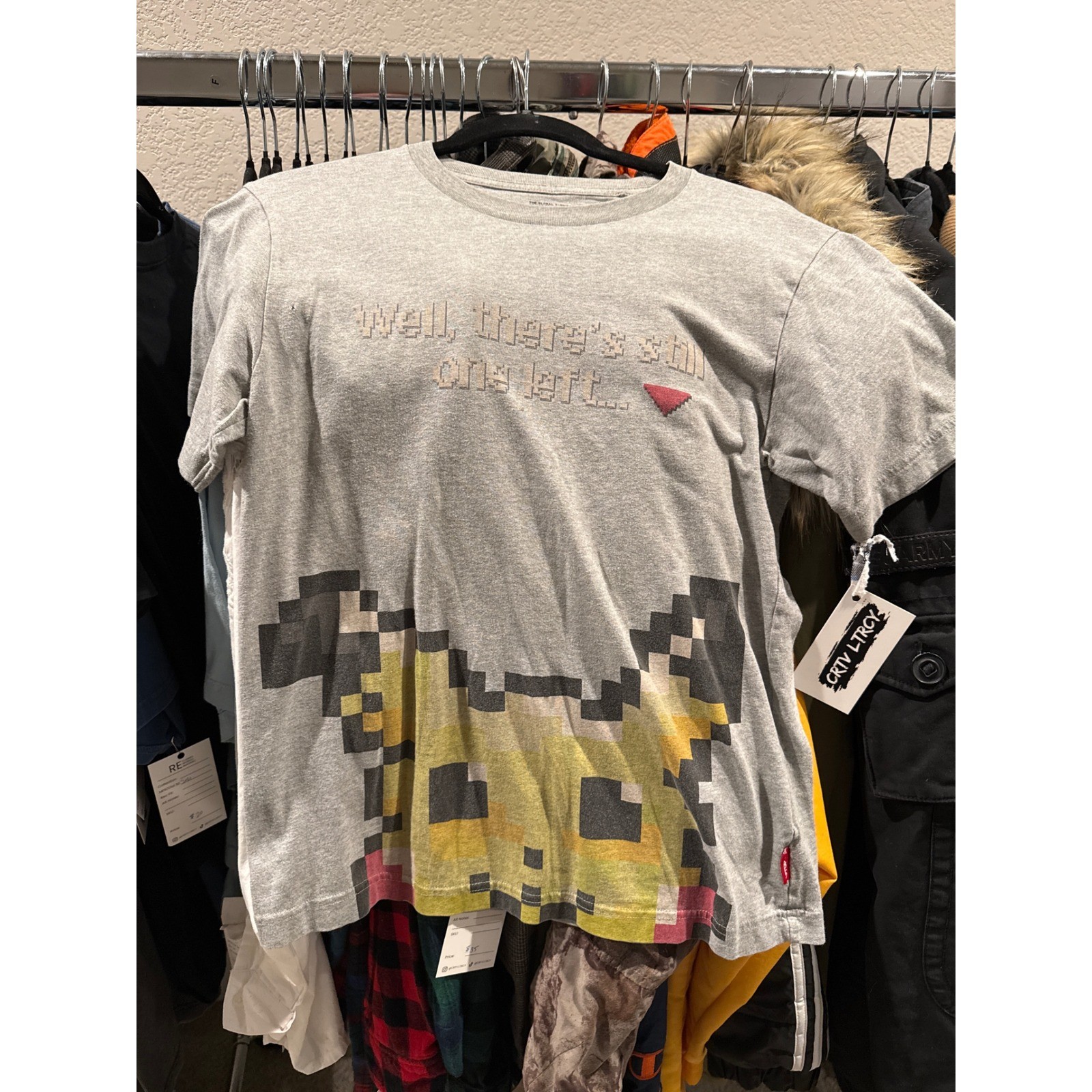 Uniqlo UTGP 2017 Nintendo Pokemon Pikachu Pixel Graphic T-Shirt Gray Small