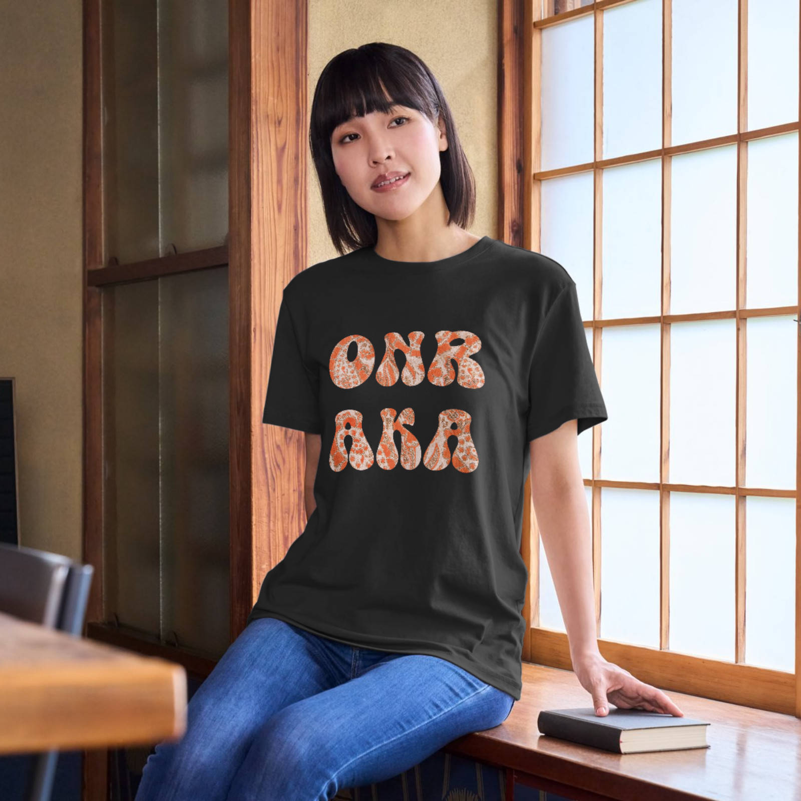 Onraka Paisley Graphic Black Orange Tiger T-shirt Bella and Canvas Shirt Youth
