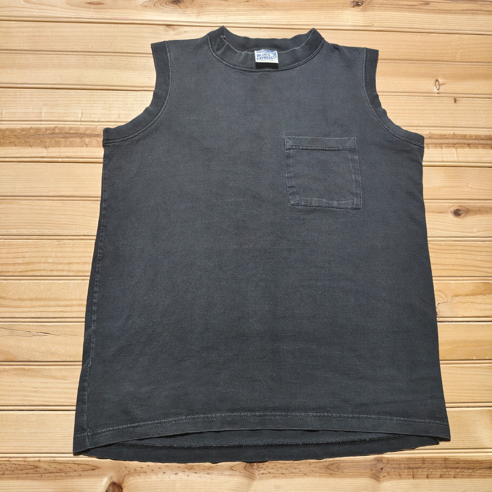 Vintage 90s Blues Express Minimalist Single Stitch Pocket Muscle Shirt USA Large