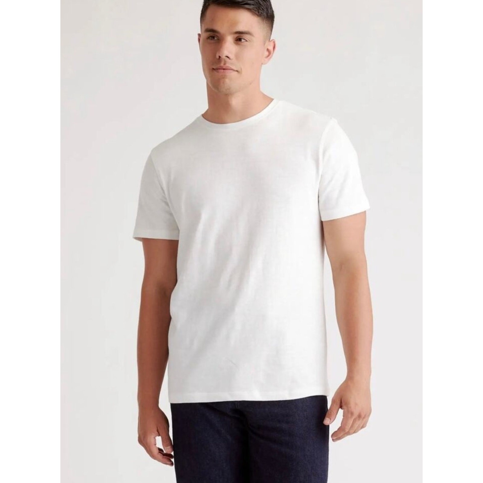 Quince Mens 100% Pima Cotton Slub Crewneck Tee Shirt White MEDIUM Short Sleeve