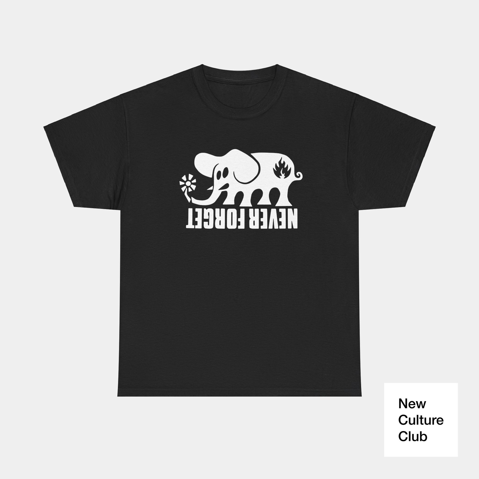 Black Label Never Forget Elephant Skate Skateboarding 90s Design T Shirt Tee