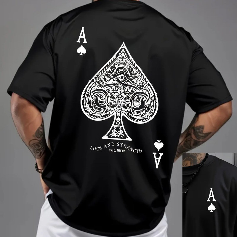 Summer Men’s 100% Pure Cotton Casual Sports Loose Oversized Retro Spade Printed