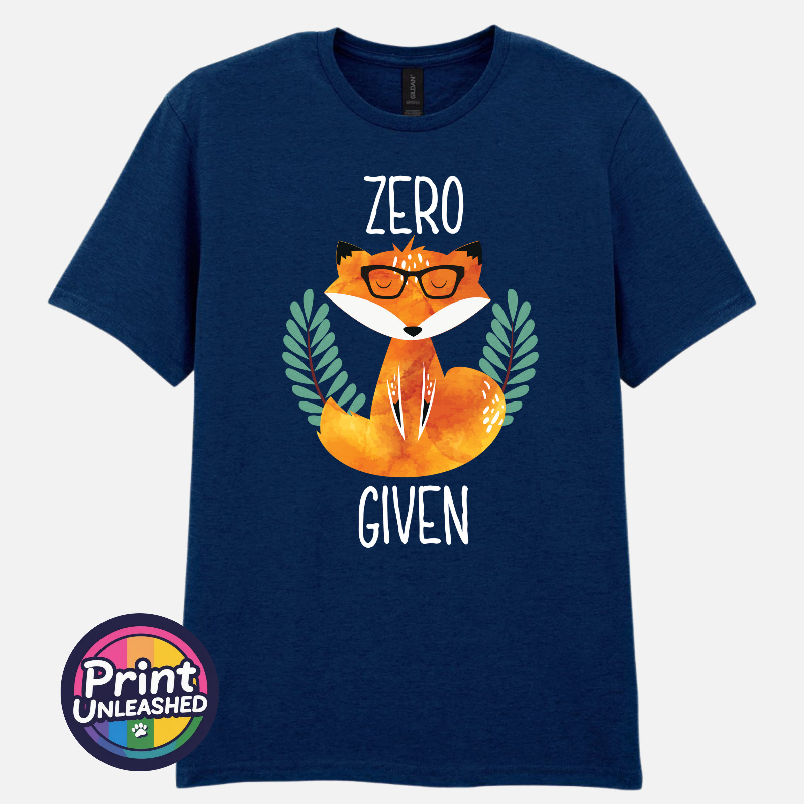 Zero Fox Given Graphic Tee Funny Printed Slogan T-Shirt Zen Fox Print Fun Gift