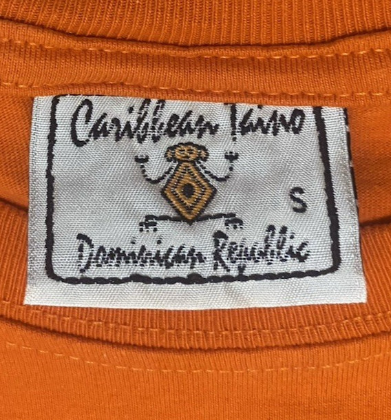 Vintage Dominican Republic Caribbean Taino Lizard Graphic Orange T Shirt Small