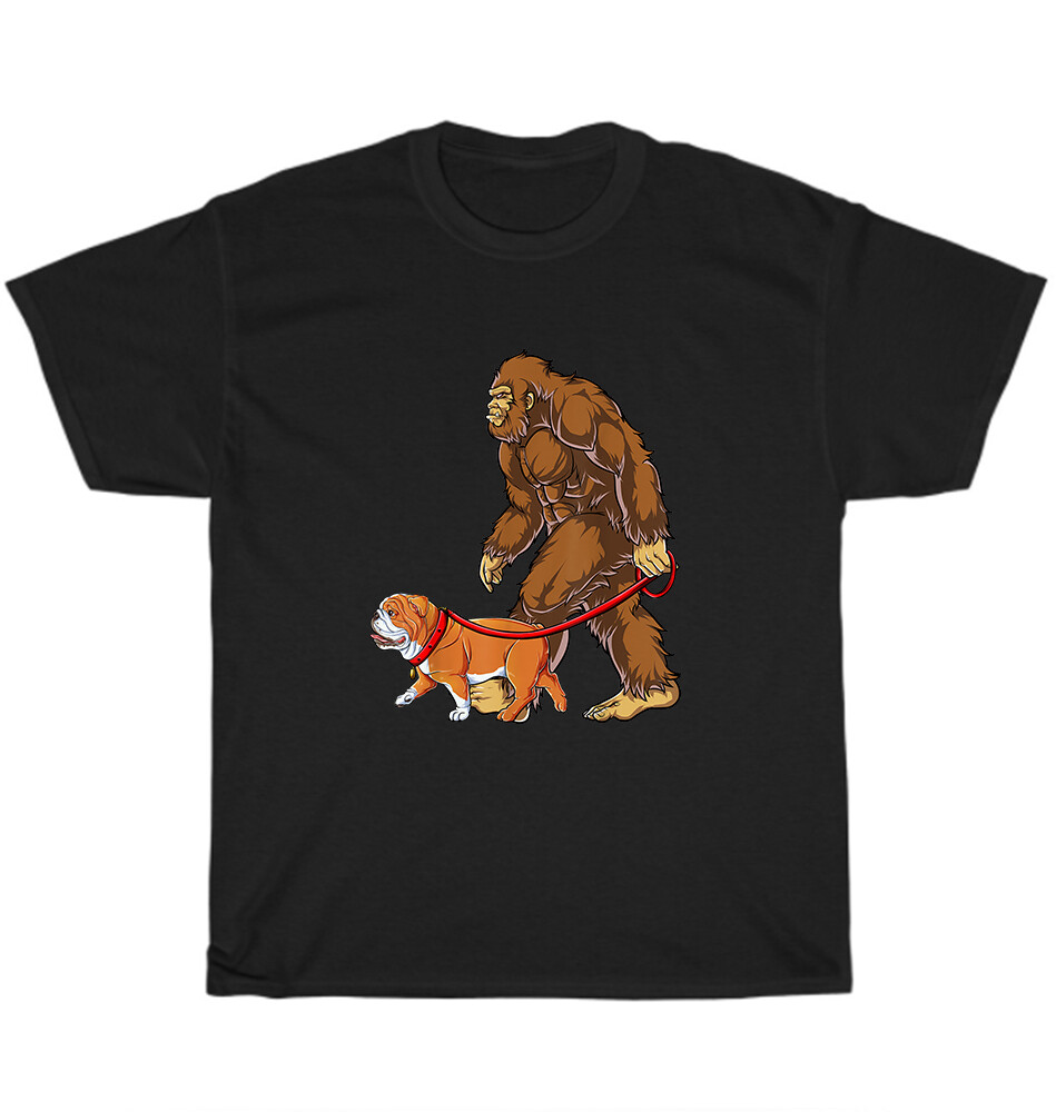 Bigfoot Dog Walk English Bulldog Walker Walking Sasquatch Puppy Lover T-Shirt