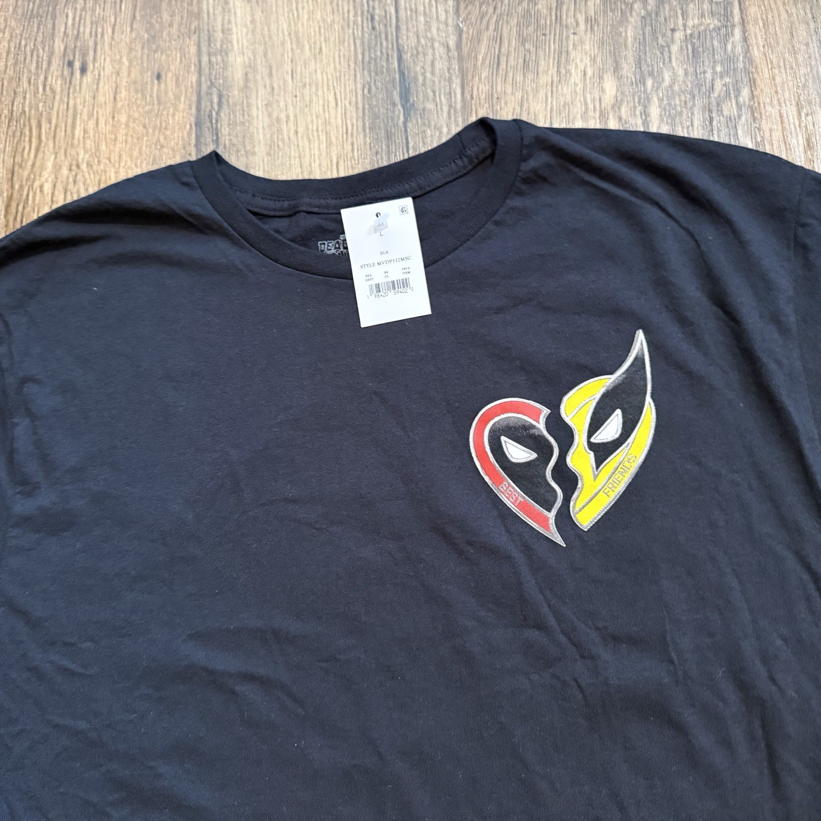 Marvel Deadpool & Wolverine T-Shirt Men’s Size L Black Friends Graphic Tee NEW