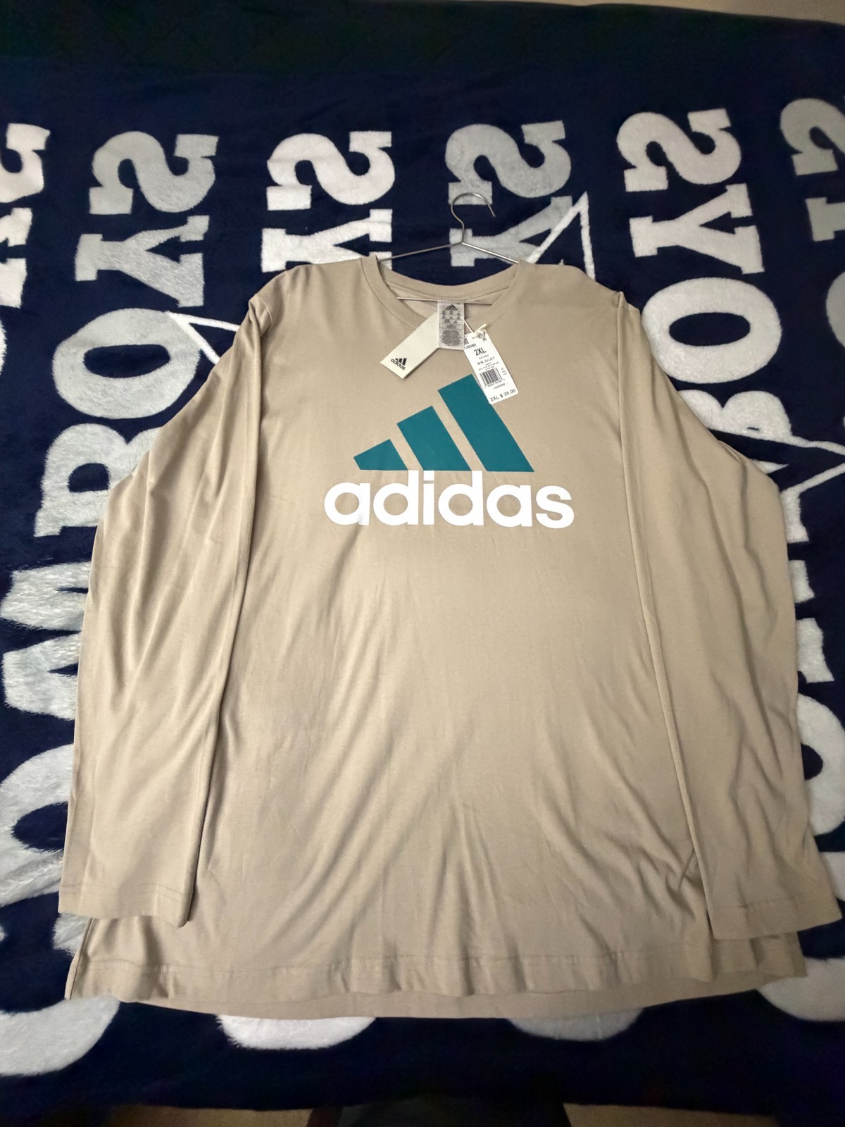 New Adidas Essentials Long Sleeve Tee Wonder Beige 2XL