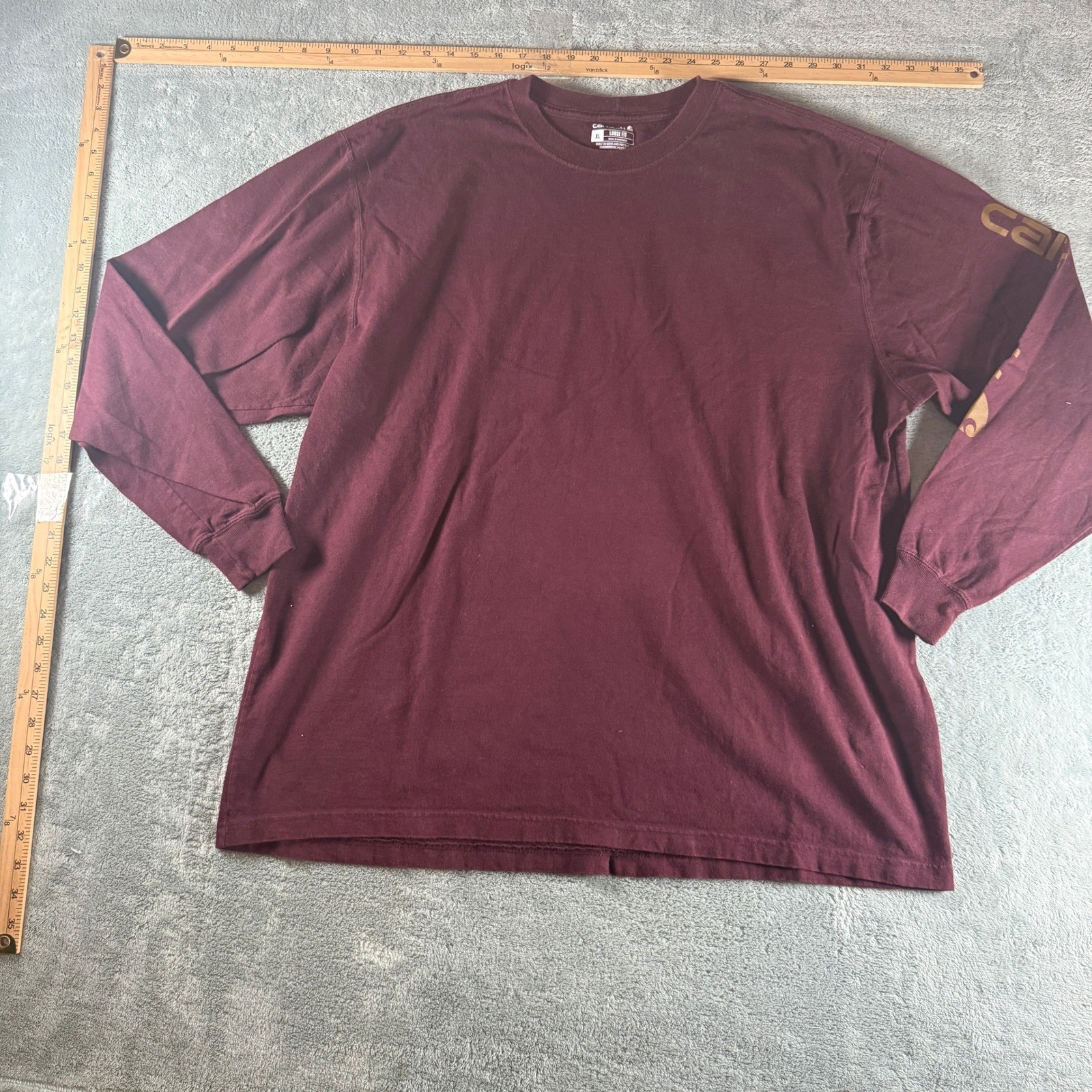 Carhartt K231 PRT Loose Fit Long Sleeve Logo Graphic T-Shirt Maroon Mens XL