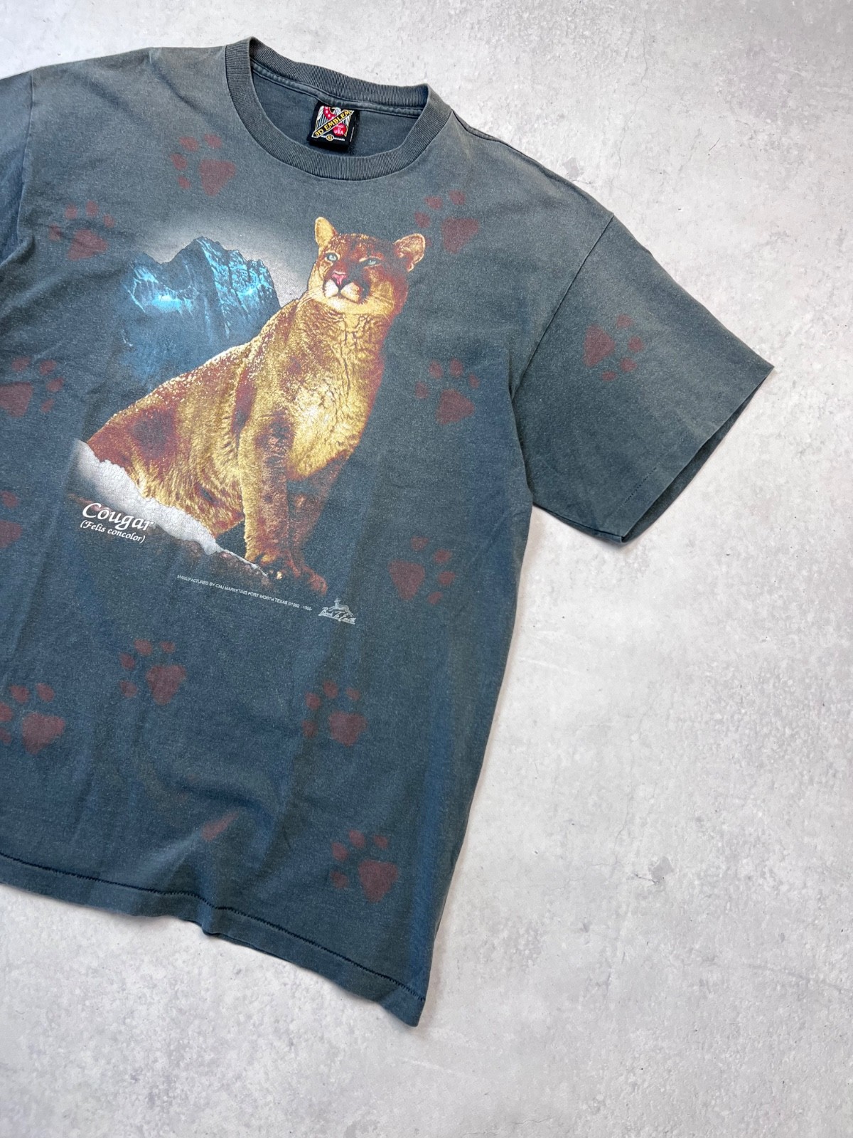 Vintage 1992 3D Emblem Cougar Wildlife Graphic T Shirt XL Made USA Single Stitch
