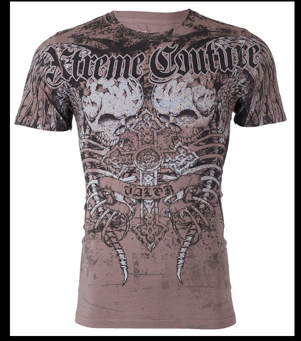 XTREME COUTURE by AFFLICTION Charcoal ROT Short Sleeve Slim Fit T-shirt NWT