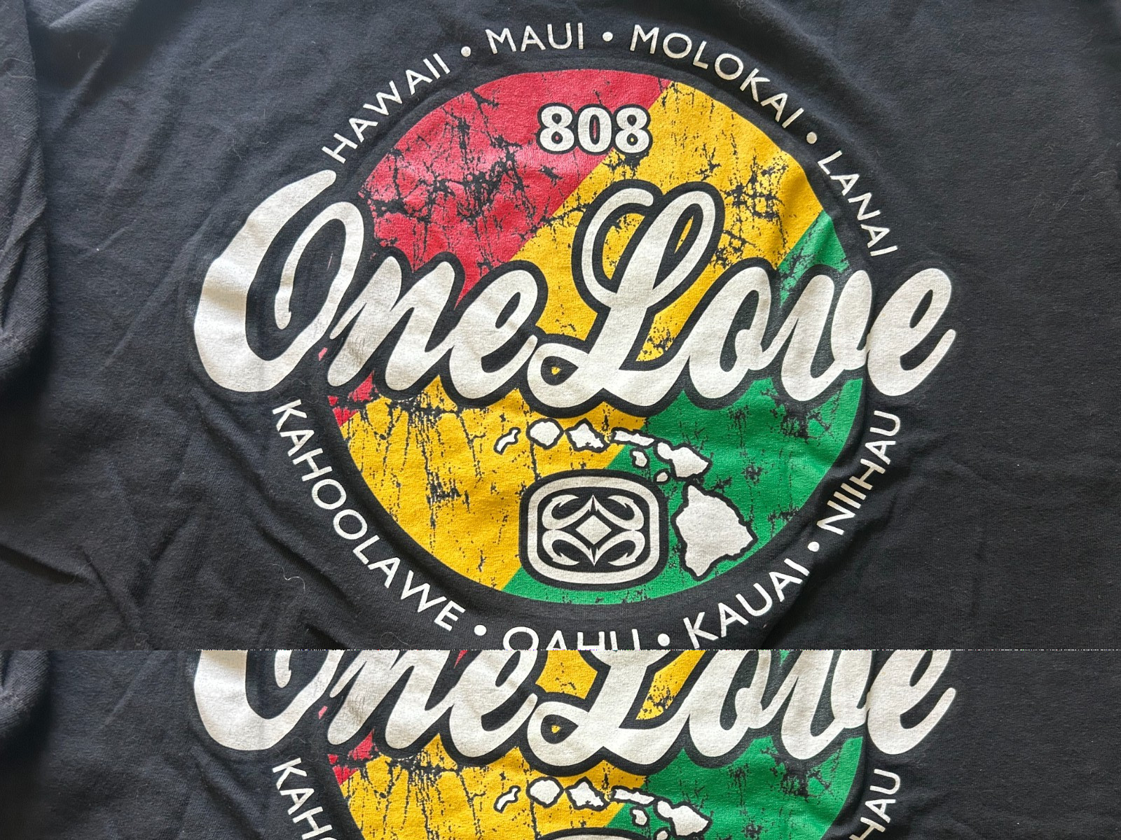MAUI BUILT 808 ONE LOVE DISTRESSED 2XL BLK SHORT SLEEVE T SHIRT.SEE DESCRIPTION