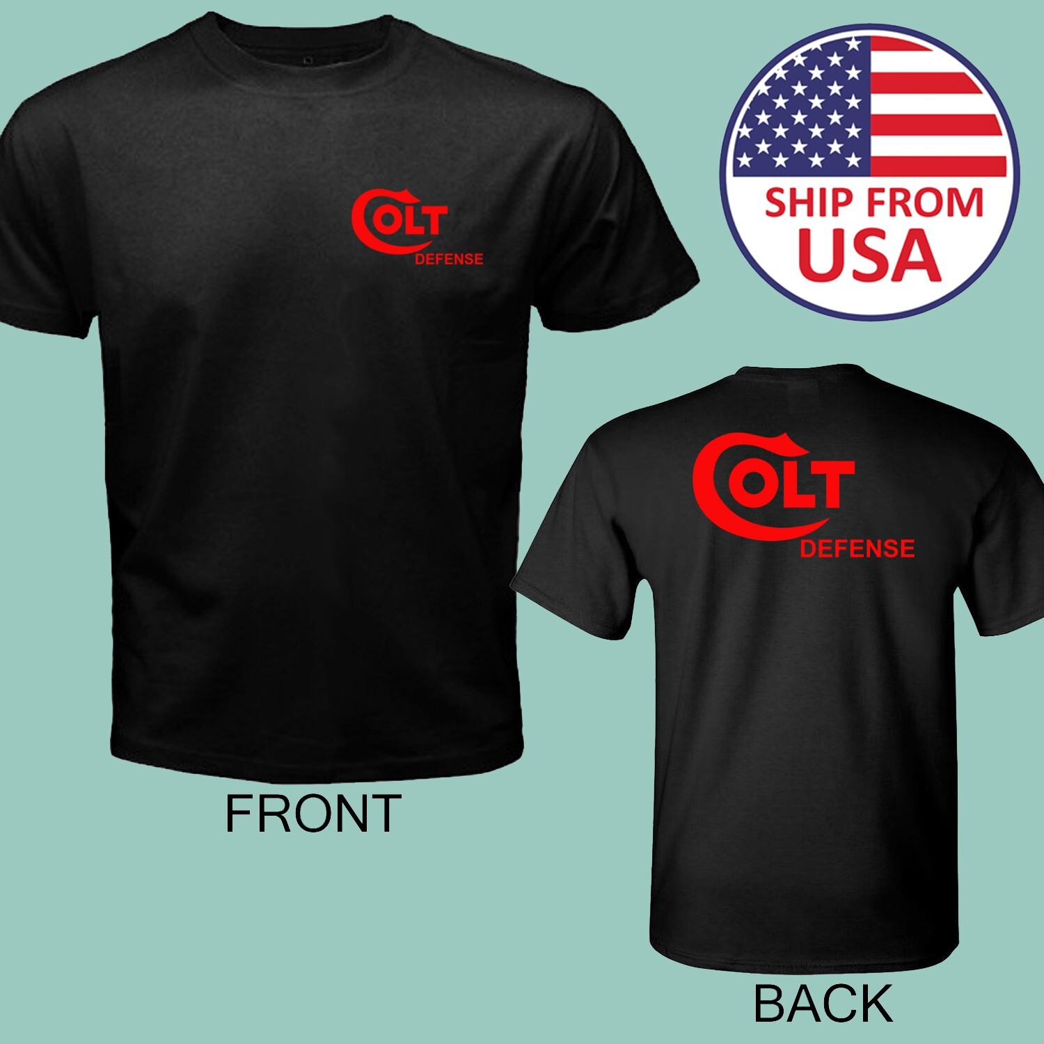 Colt Defense Guns Firearms Men’s Black Size S to 5XL