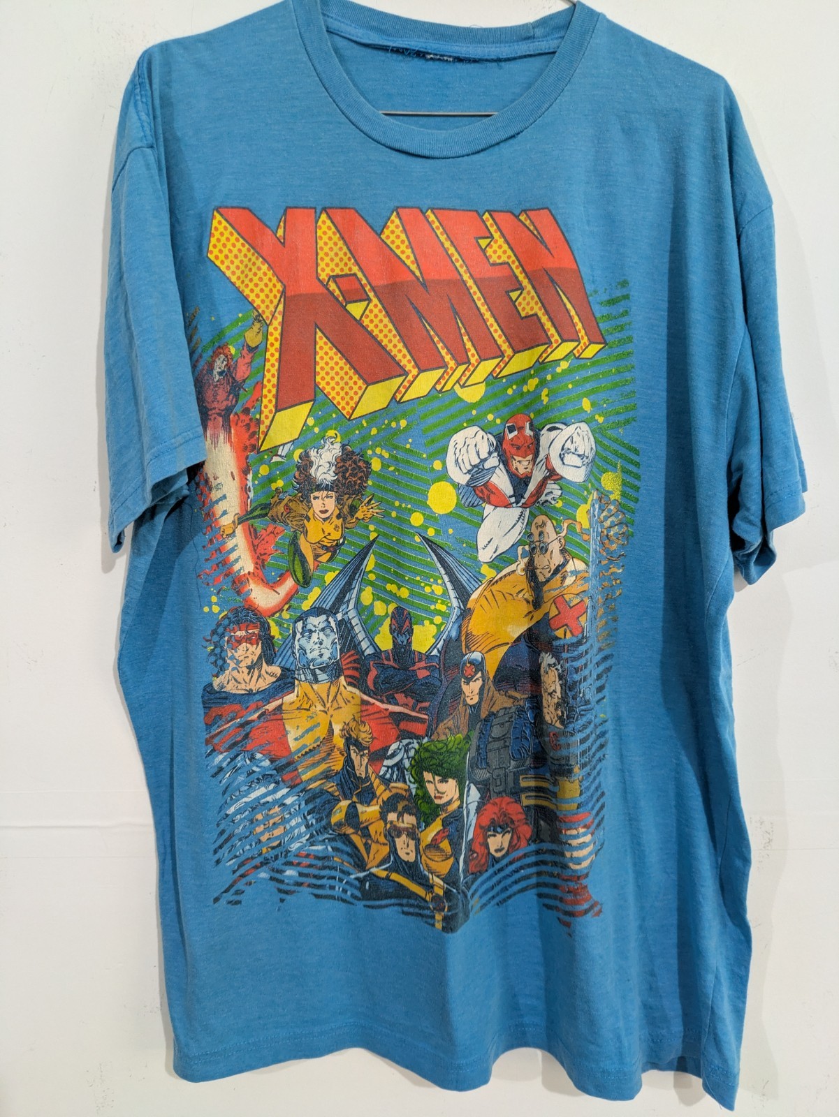 Men’s Blue X-Men Comics Graphic Print Crew Neck Short Sleeve T-Shirt