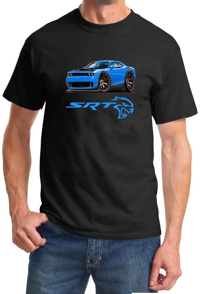 Challenger SRT Hellcat Classic Blue Muscle Car Design Tshirt NEW