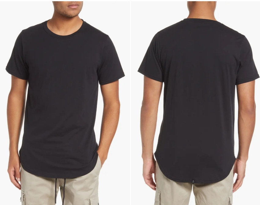 KUWALLA Eazy Scoop Cotton Blend Crewneck T-Shirt in Black-Small
