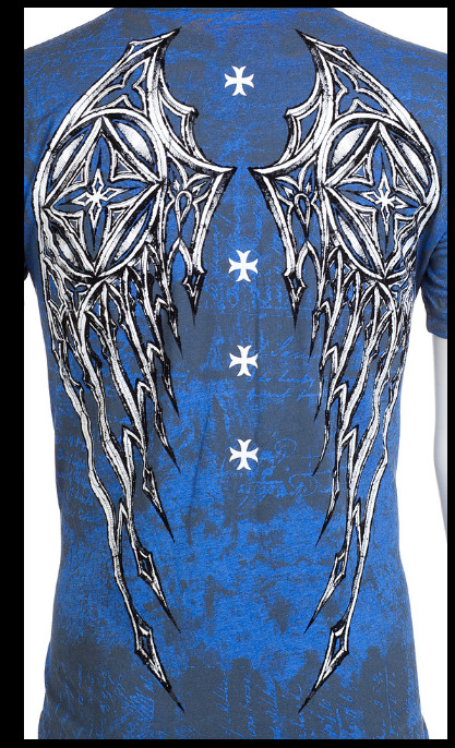 ARCHAIC by AFFLICTION Blue Grey STONE RANGER Short Sleeve Slim Fit T-shirt NWT