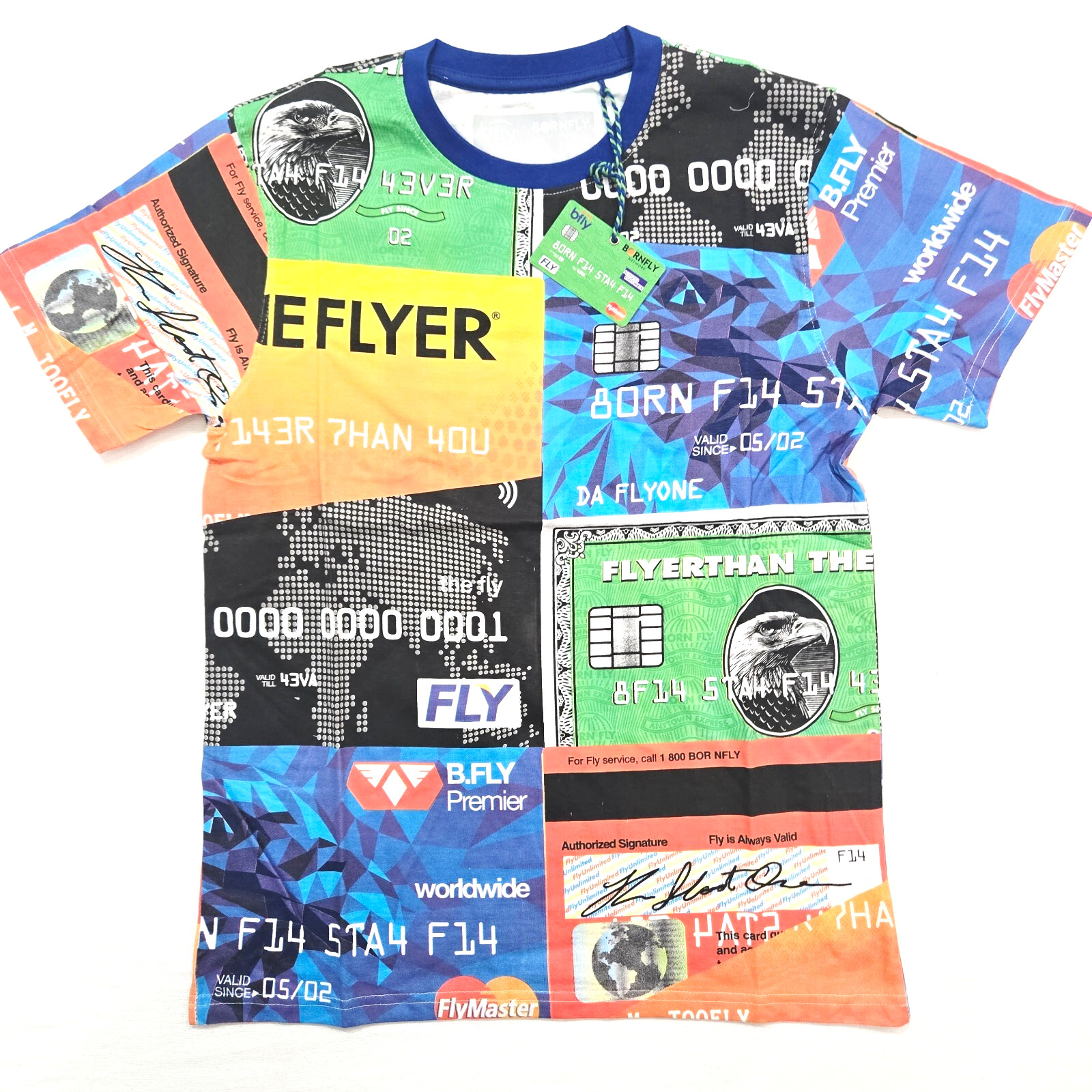 Born Fly Men’s T-Shirt Blue Yellow Orange Green Design AMEX Graphic T-Shirt