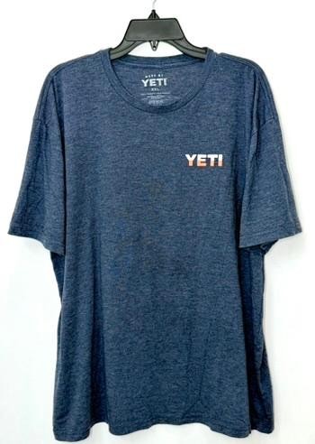 YETI Coolers Sunset Logo T-Shirt Mens XXL Blue Heathered Tri-Blend Short Sleeve