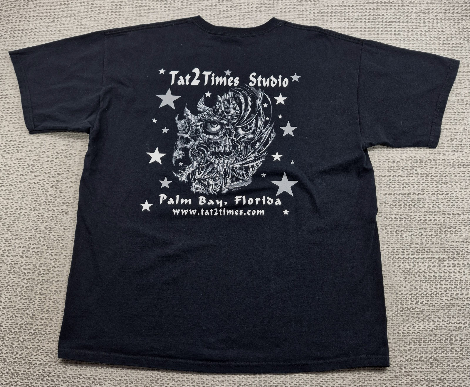 Tat2 Times Studio Shirt Mens XL Black Palm Bay Florida Tattoo Skull Tee Gildan