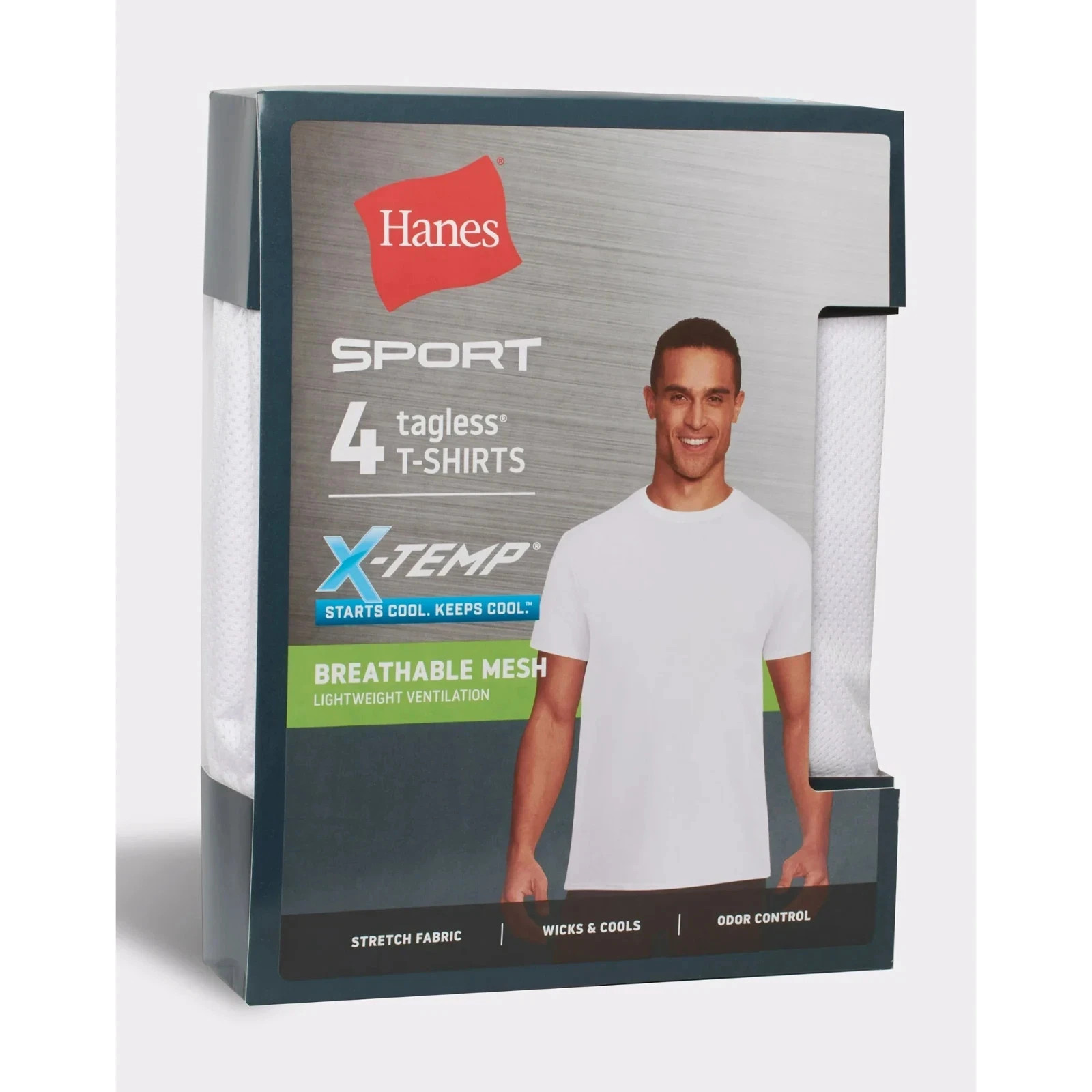 Hanes® Ultimate®Men’s 4-Pack X-Temp BREATHABLE Mesh Crew-neck Tee “TAGLESS®