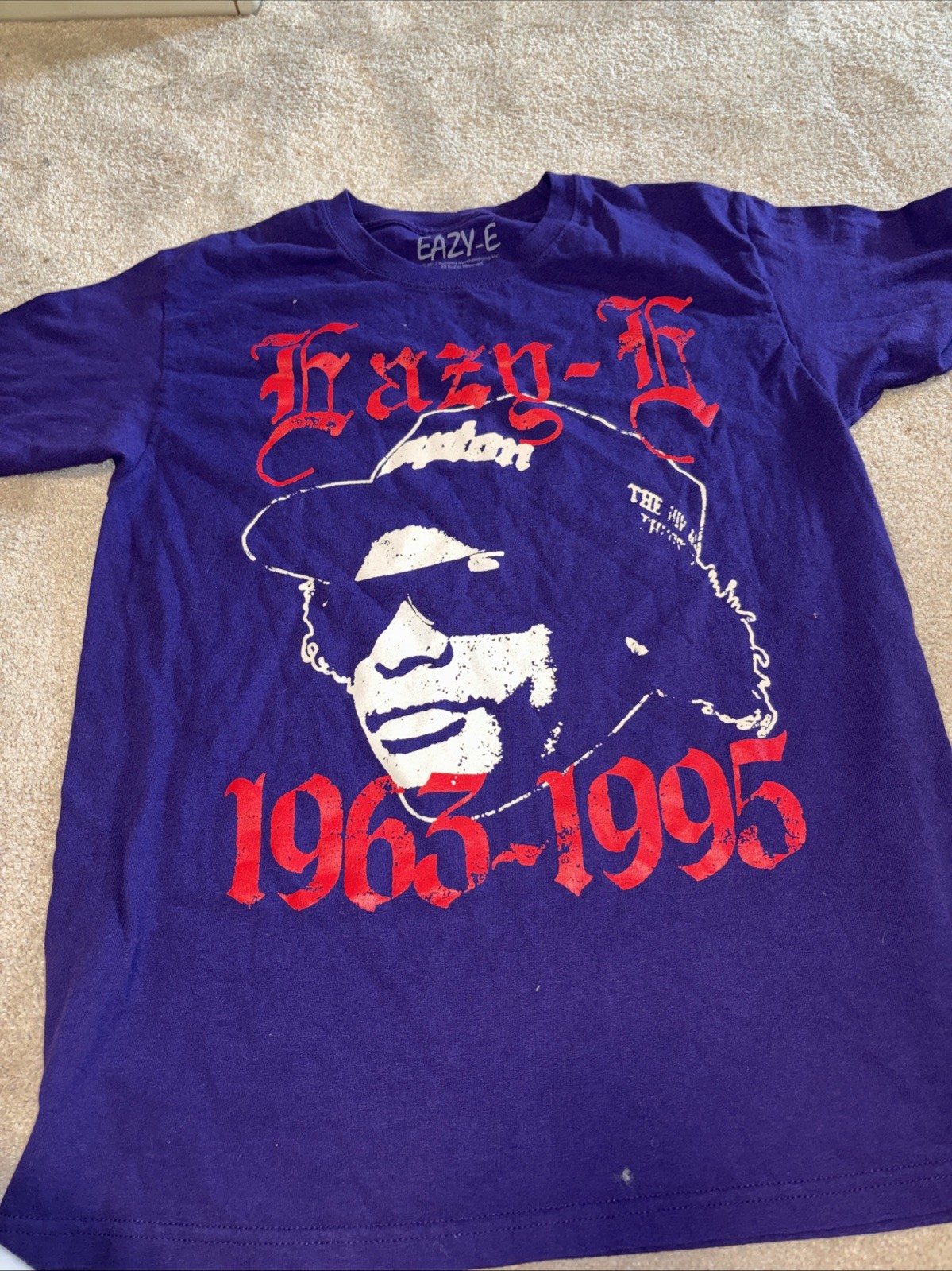 ruthless classic Easy E T Shirt Mens M Purple Variation rap tee big face AOP