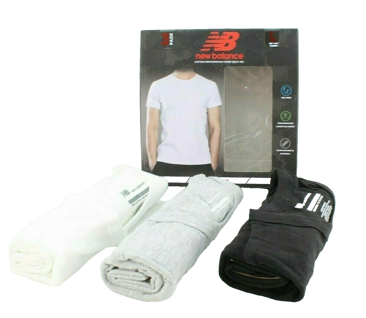NEW BALANCE Size S (34-36) 3-Pack Classic Fit Crew Neck Men’s T-shirts MSRP $40