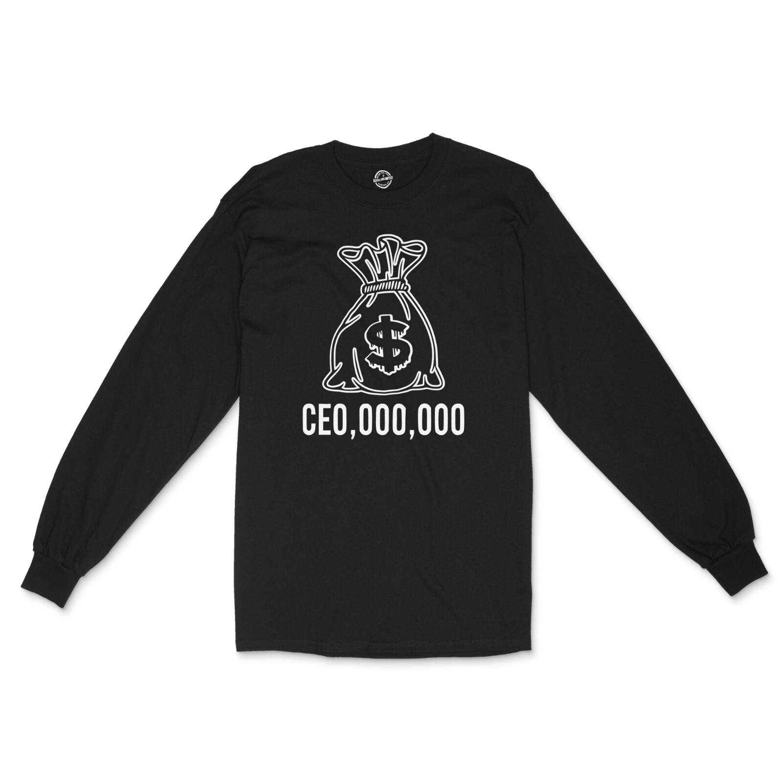 Money Bag CEO Hustler Graphic Design Hip Hop Culture Long Sleeve Men’s T-Shirt