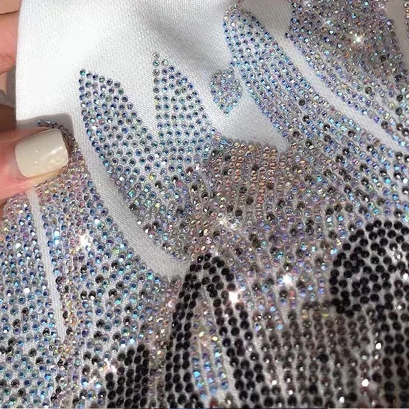 New Men Luxury Diamond Wings Rhinestones Fashion T-Shirt High Quality