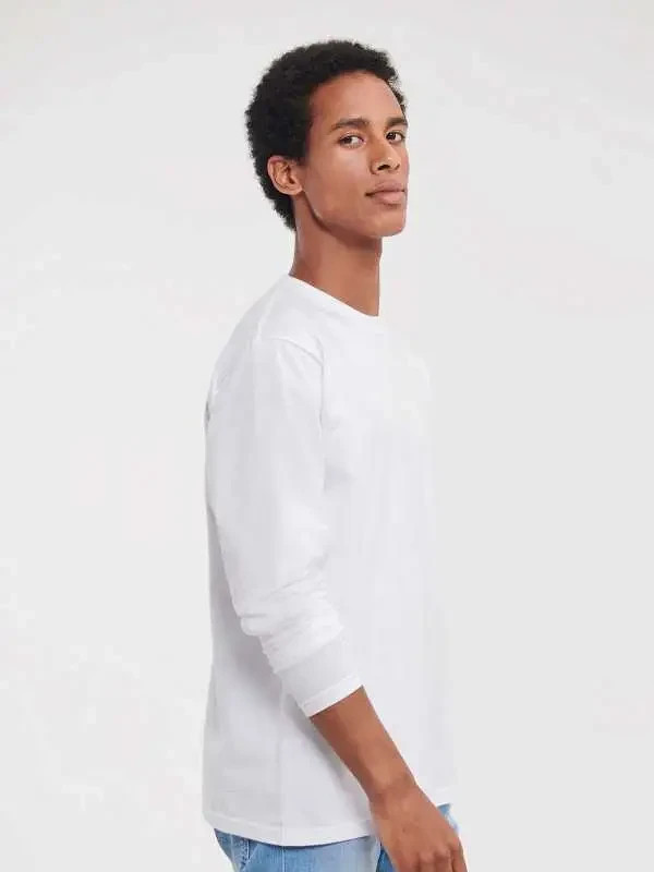 RUSSELL MEN’S CLASSIC LONGSLEEVE Long Sleeve T-Shirt Men 100% Cotton Crew Neck
