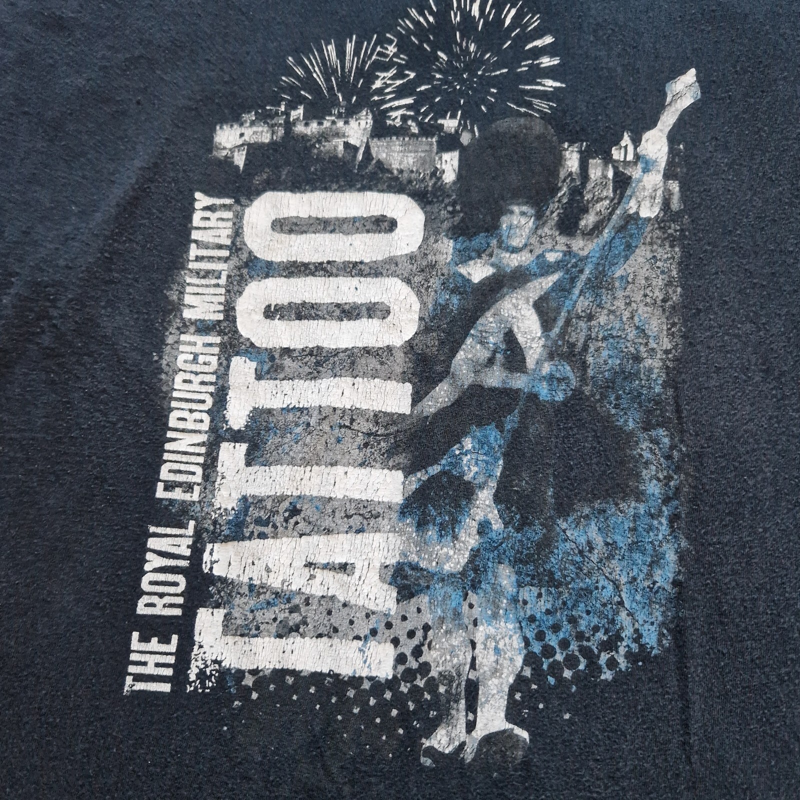 Royal Edinburgh Military Tattoo T-Shirt Mens Medium Blue Scots Heavy Cotton Top