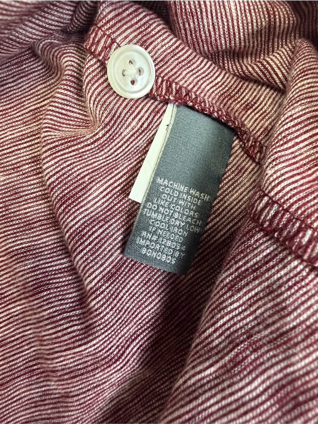 Bonobos Maroon Heathered Henley Long-Sleeve Shirt – natural fibers / Small