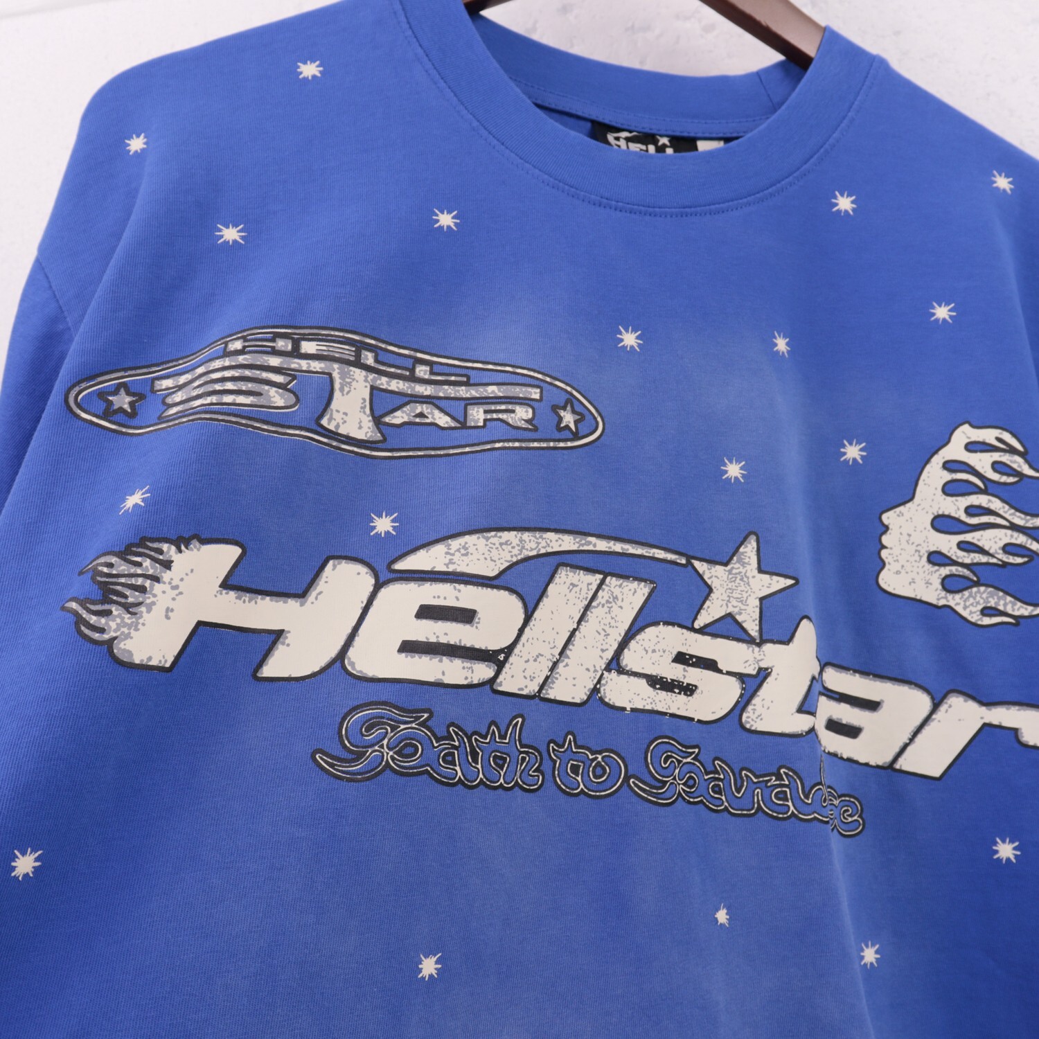 Hell Studios star Gel Sport Logo tee Men’s Cotton Washed Short sleeved T-shirt