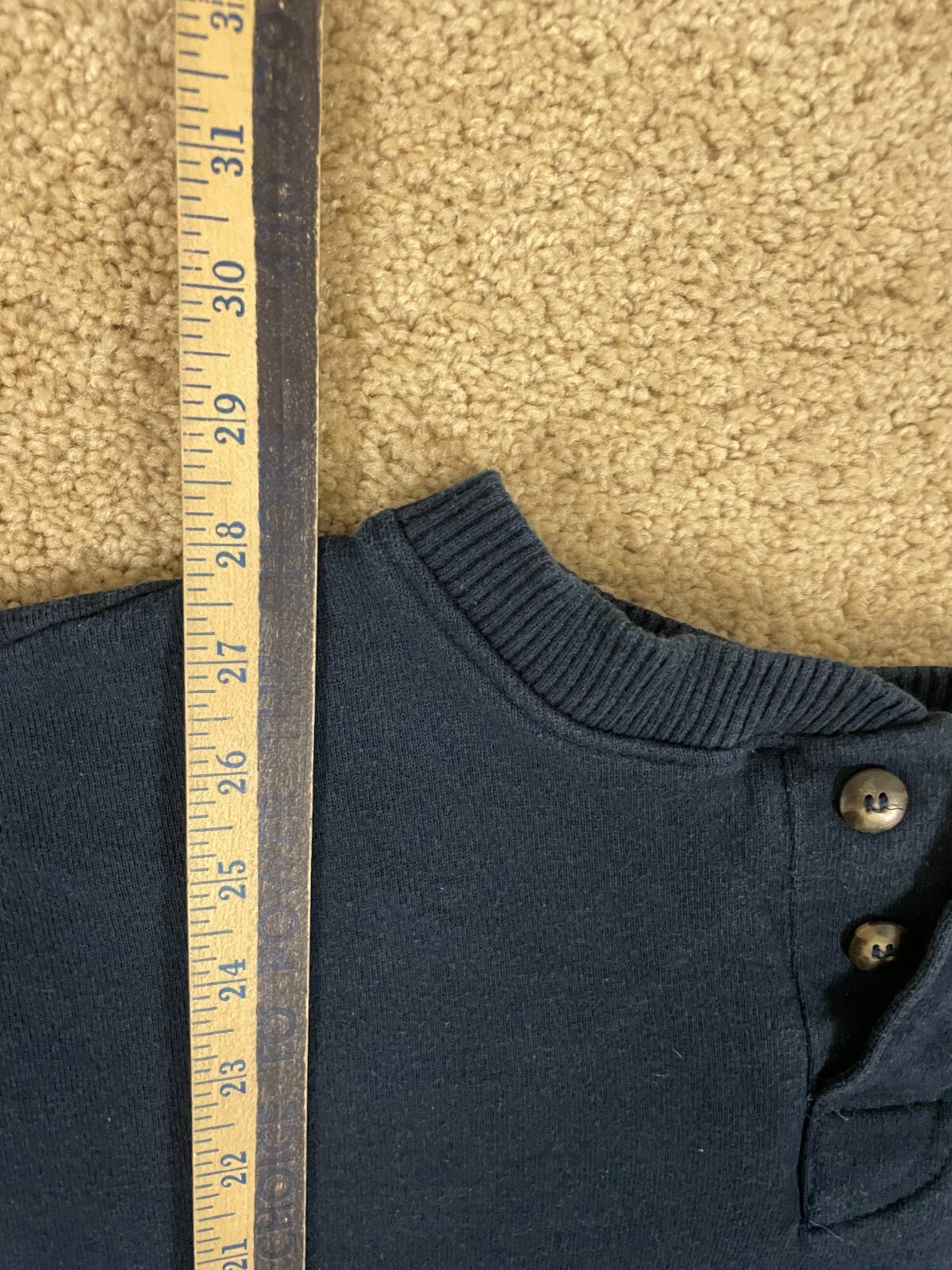 Champion Pullover Henley T-Shirt Mens XLBT Regular Fit Ribbed Cuff Sleeve Blue