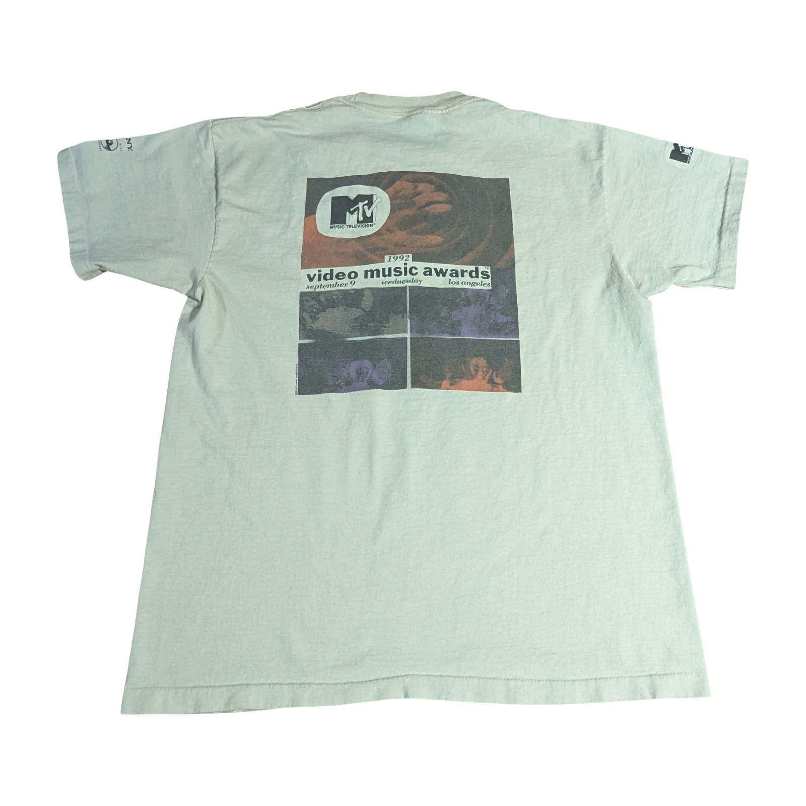 👀RARE 1992 MTV VMAs T-Shirt Los Angeles – Nirvana ‘RM’ STUNT – RHCP – Pearl Jam