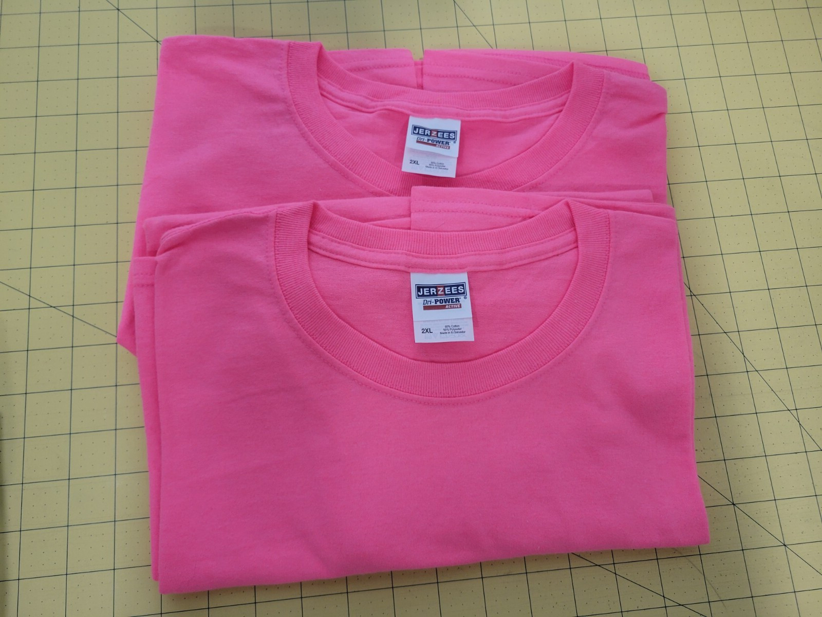 Jerzees® Dri-Power® 50/50 Cotton/Poly T-Shirt 29M Neon Pink Size 2XL qty: 2