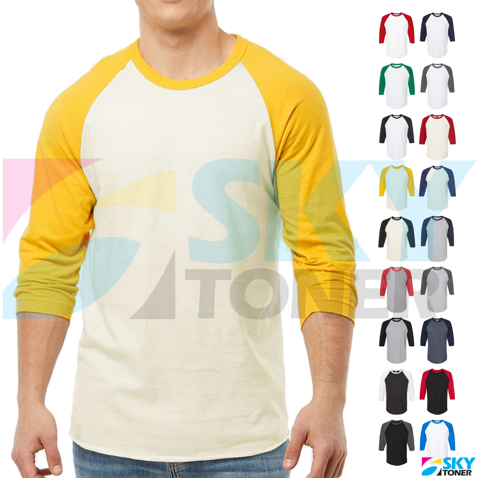 3/4 Sleeve Plain Baseball Raglan T-Shirt Men’s Sports Team Jersey Tee Tultex 245