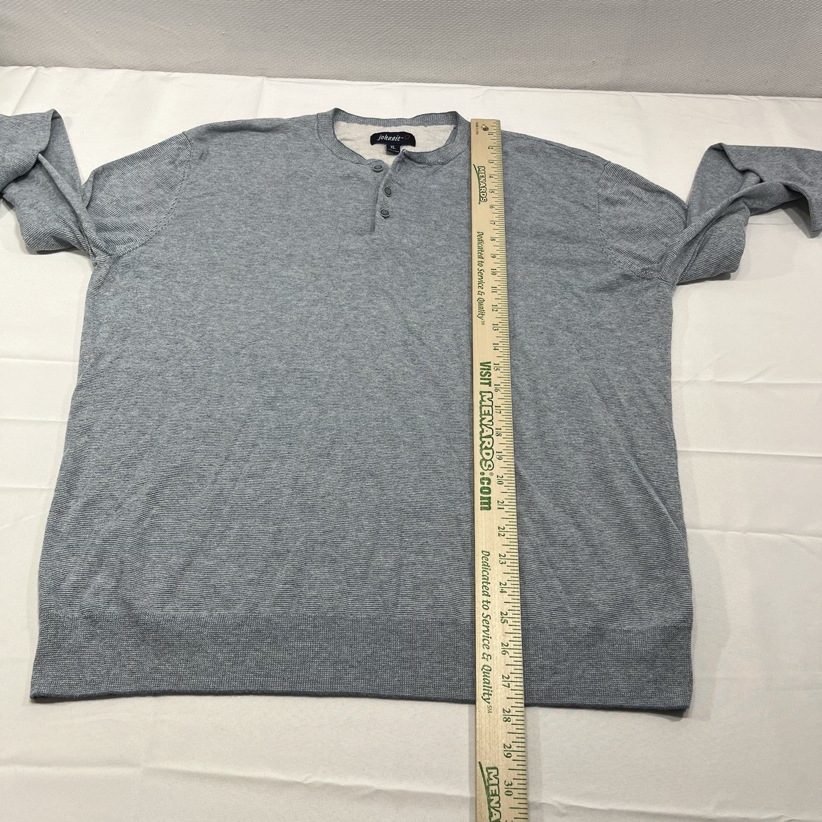 JOHNNIE-O Henley Shirt Mens XL Blue Pullover Cotton Nylon Silk Knit Preppy
