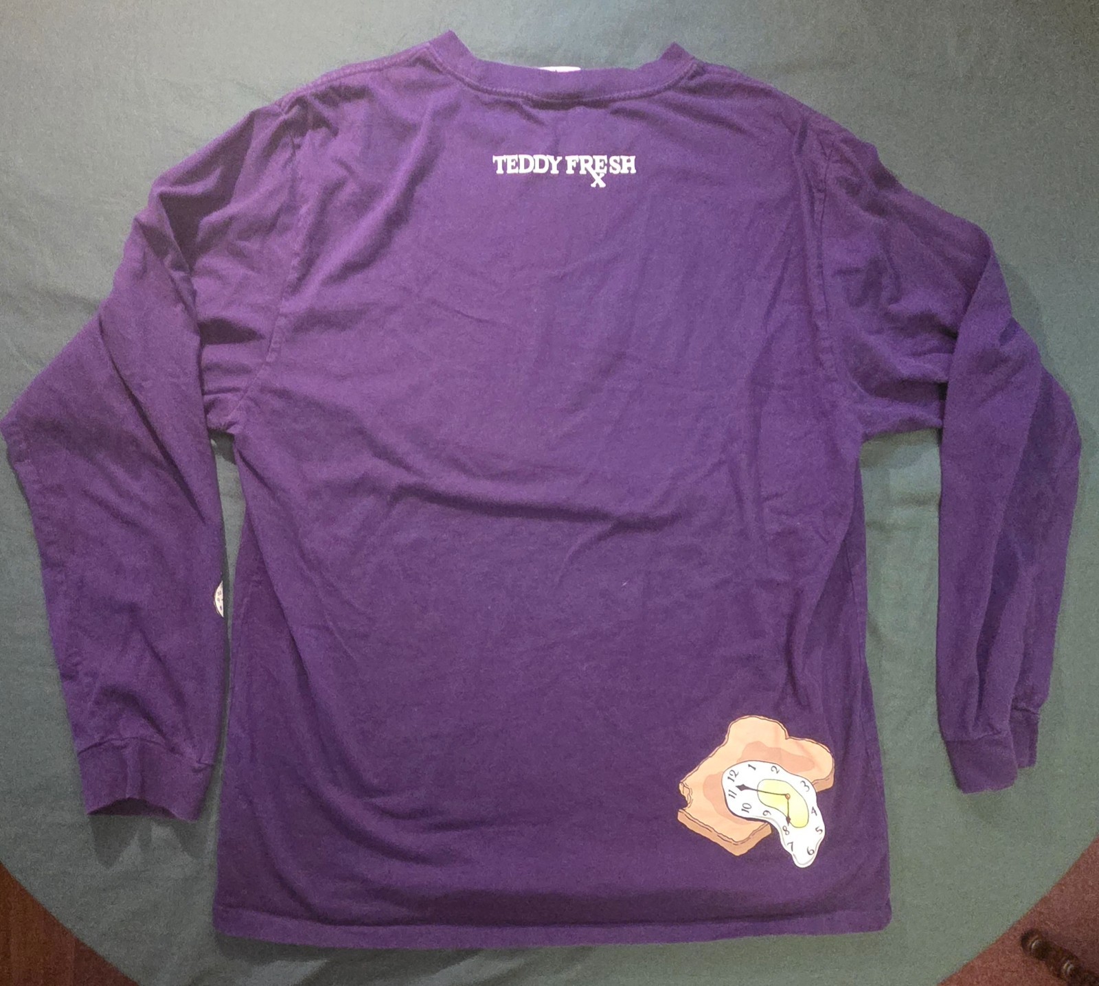 TEDDY FRESH Always Late PURPLE T Shirt XL Long sleeve Lots of Graphics COOL