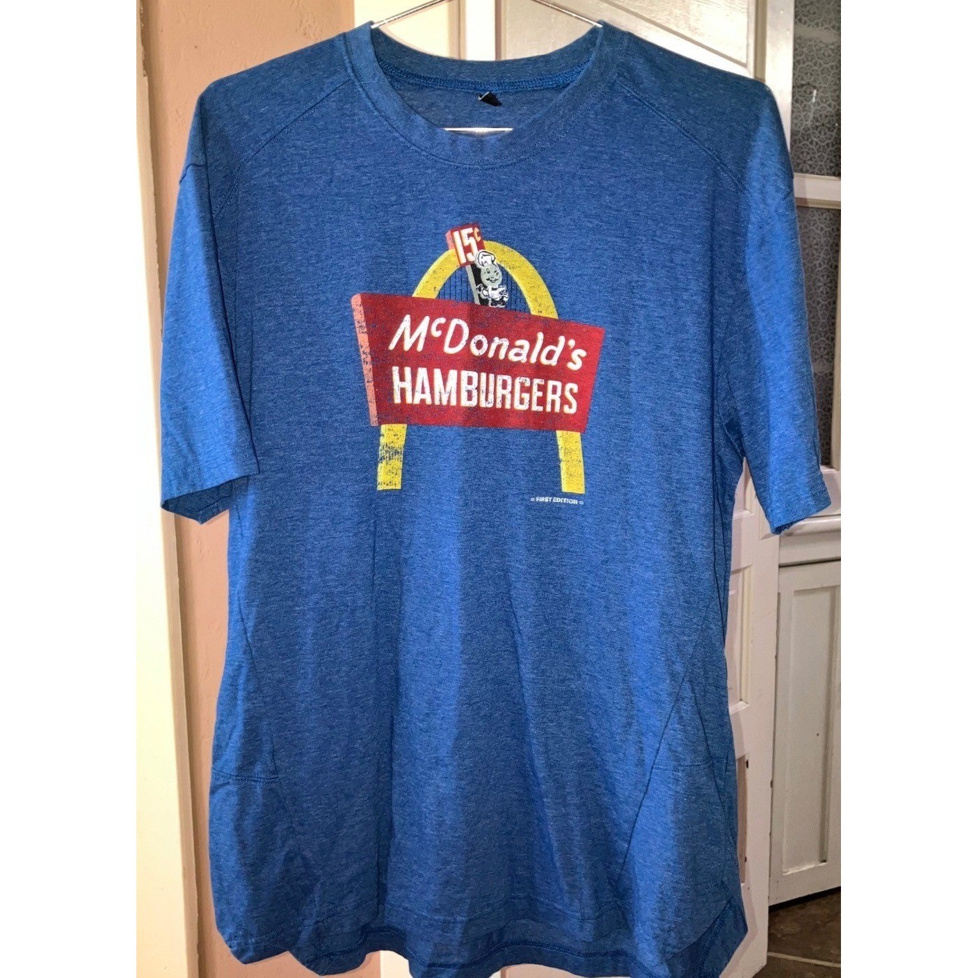McDonald’s Graphic T-Shirt Medium Blue Vintage Sign First Edition Retro Mens